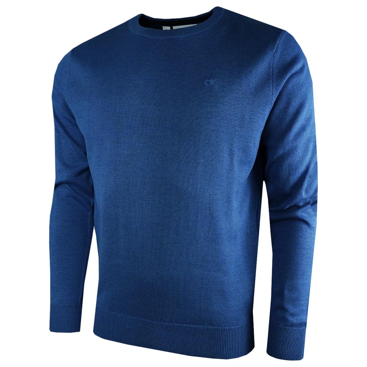 Calvin Klein Mens Crew Neck Cotton Sweater - Atlantic Blue - L