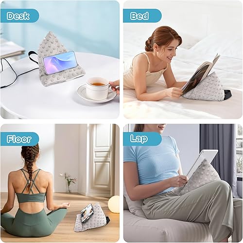 Miniatura 5 de Almohada de soporte de regazo de ganchillo, almohada de lectura multiusos para laptop, juegos, trabajo, con almohada trasera extra extraíble