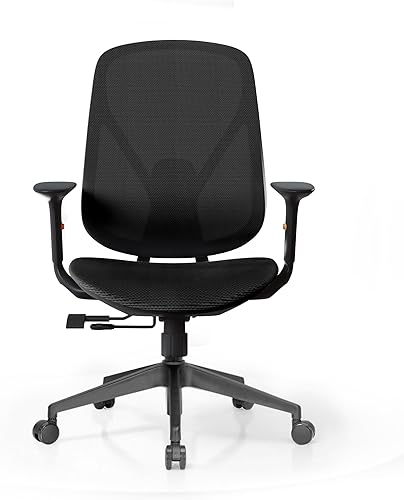 Miniatura 3 de Silla de oficina de malla, silla de oficina ergonómica con soporte lumbar, reposabrazos ajustables y cojín de asiento suave deslizante, soporta