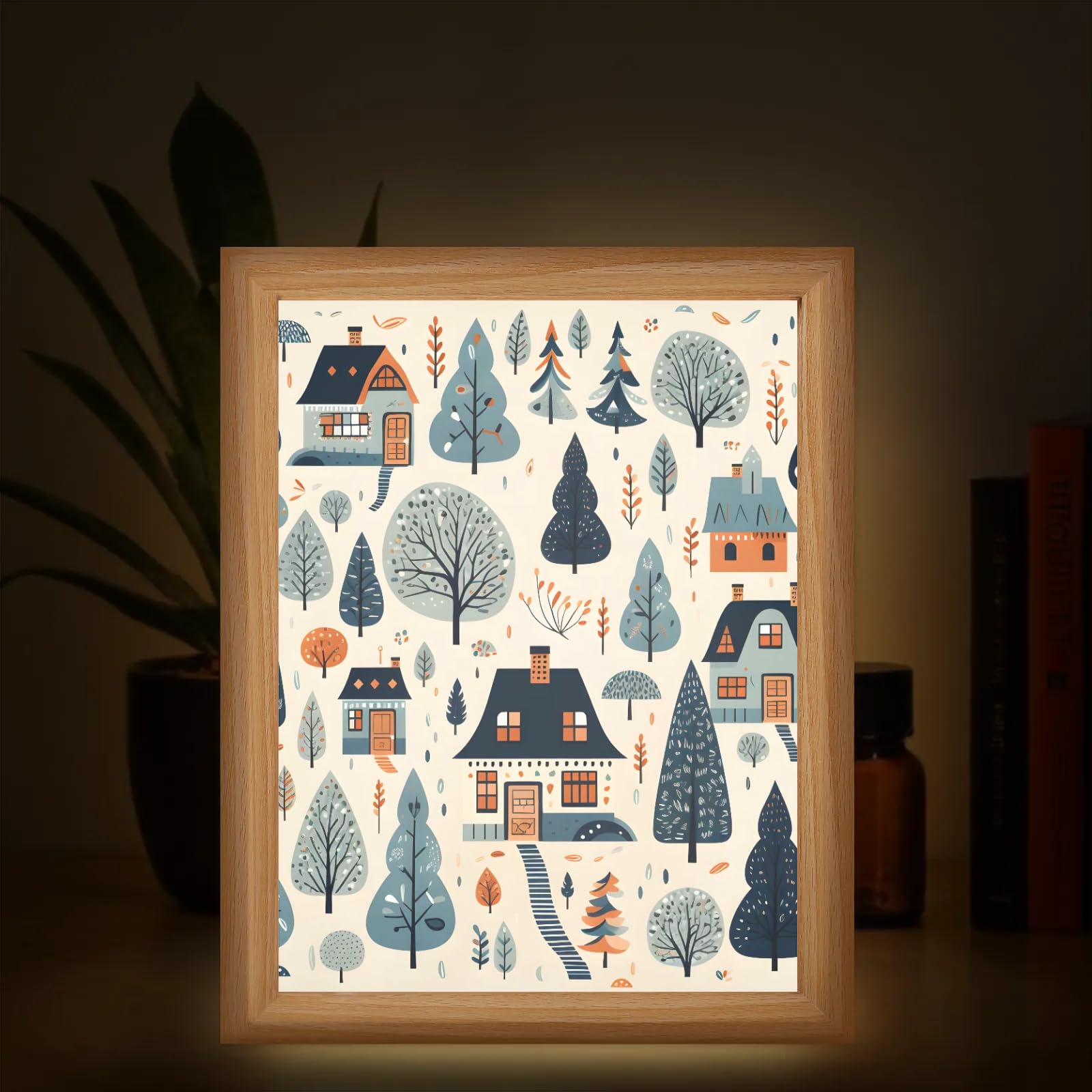 Light Up Painting, Graffiti Forest Wall Art Picture Light Watercolor Forest Light Up Desktop Art Decor, 10 Brightness, USB Powered, 3 Lighting Modes, Anxiety Relief Gift for Bedroom Home-Without Frame