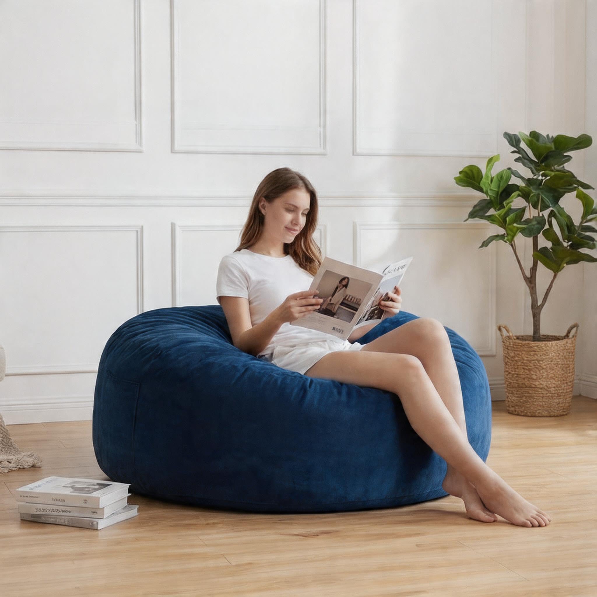Garvee Sofá Puff 3 en 1 Amplio para Adultos, Sofá Cama Espacioso- Azul | Revestimiento de esponja de Alta Recuperación - Sofá Cama Espacioso para Salón, Dormitorio y Sala de Juegos,Azul