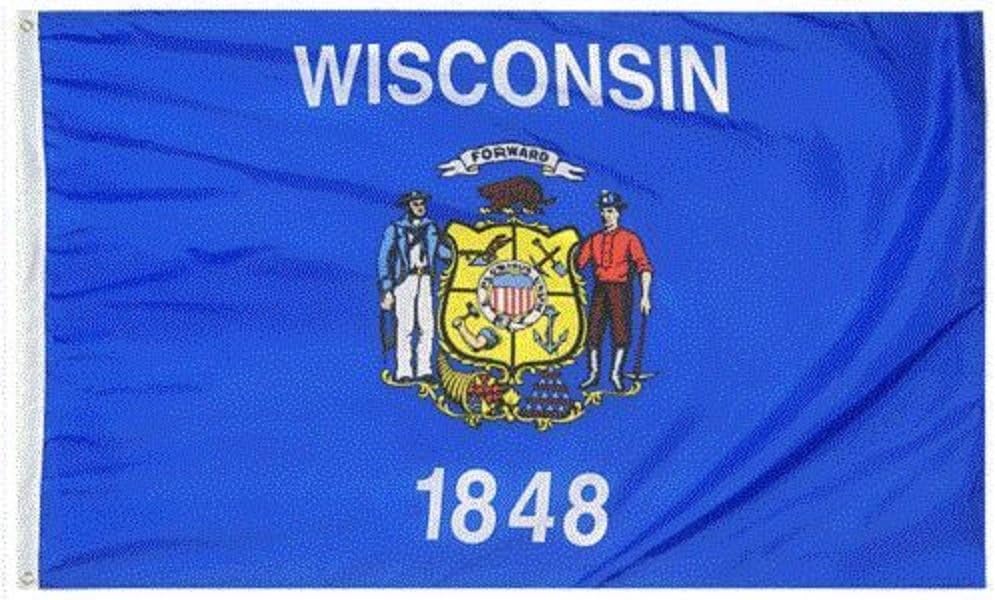 State of Wisconsin WI 4x6 Foot Flag Banner (Heavy Duty 150D Super Polyester)