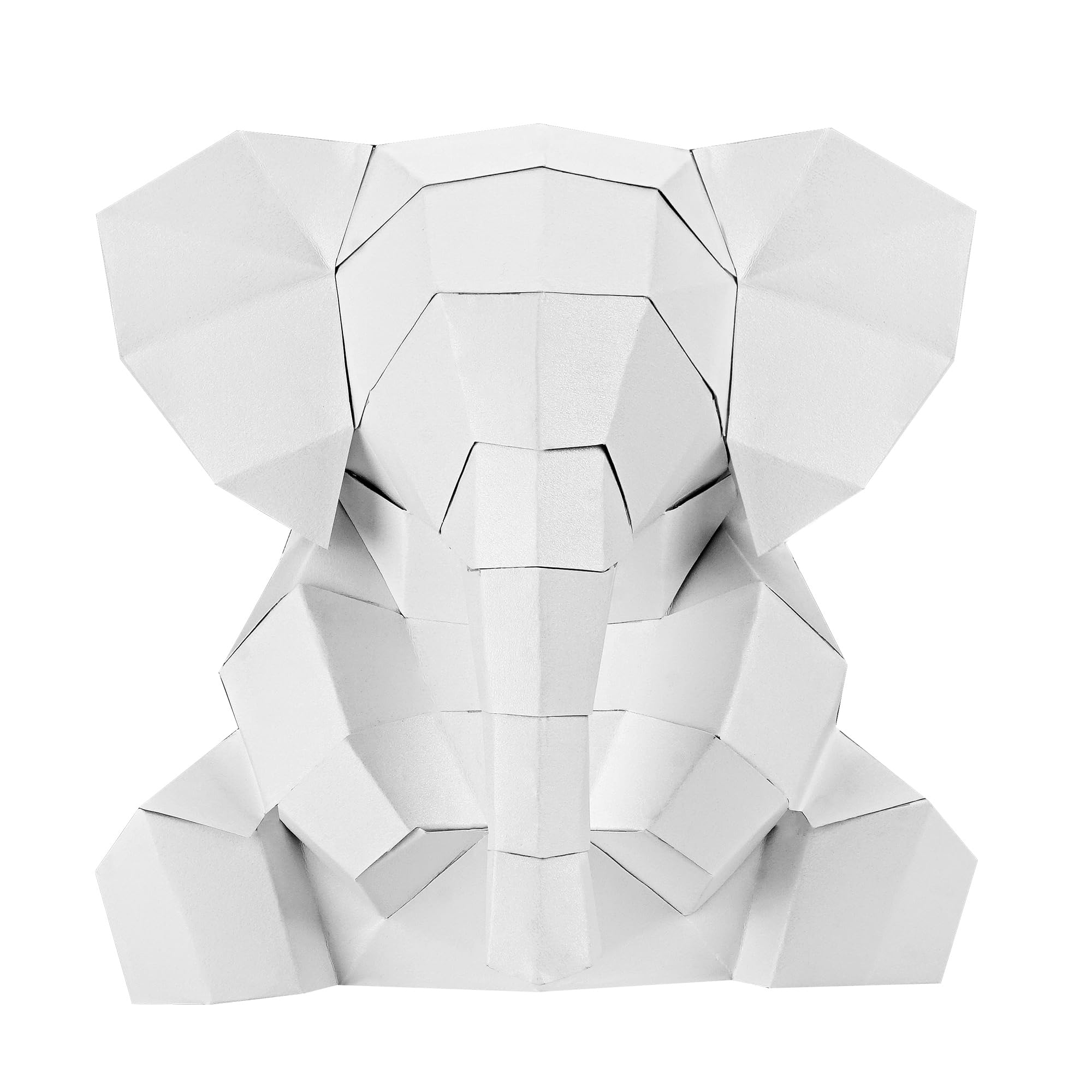CAIRIAC Animals Papercraft Elephant Paper Craft Sculpture Art Decor Art Decor 3D Puzzle Origami Paper Craft Kit for Adults Beginners Gift, Pre-fold & Pre-Cut Model Kits (Pearlescent White)