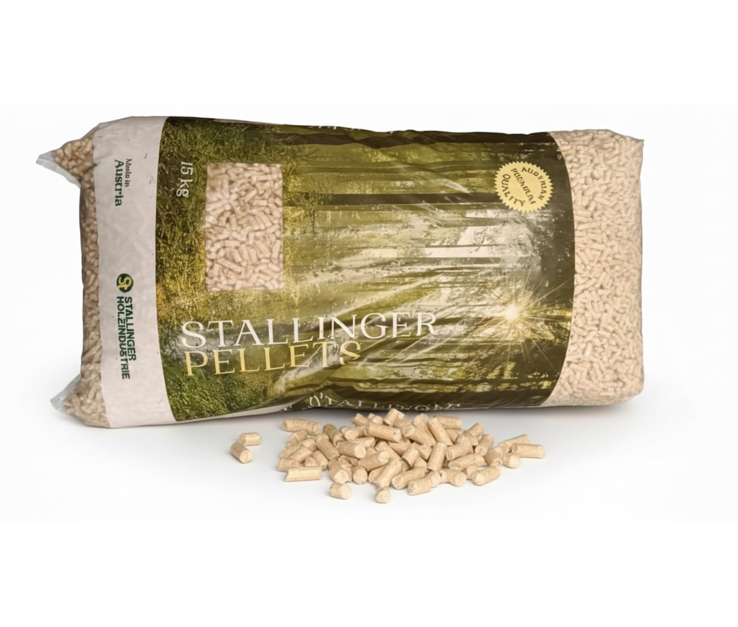 Pellet in Sacco 3x15kg - Pellet di Legno Naturale Qualità Premium Austriaca, Alto Potere Calorifico e Basso Residuo di Ceneri, Ideale per Stufe e Caldaie a Pellet (45kg)