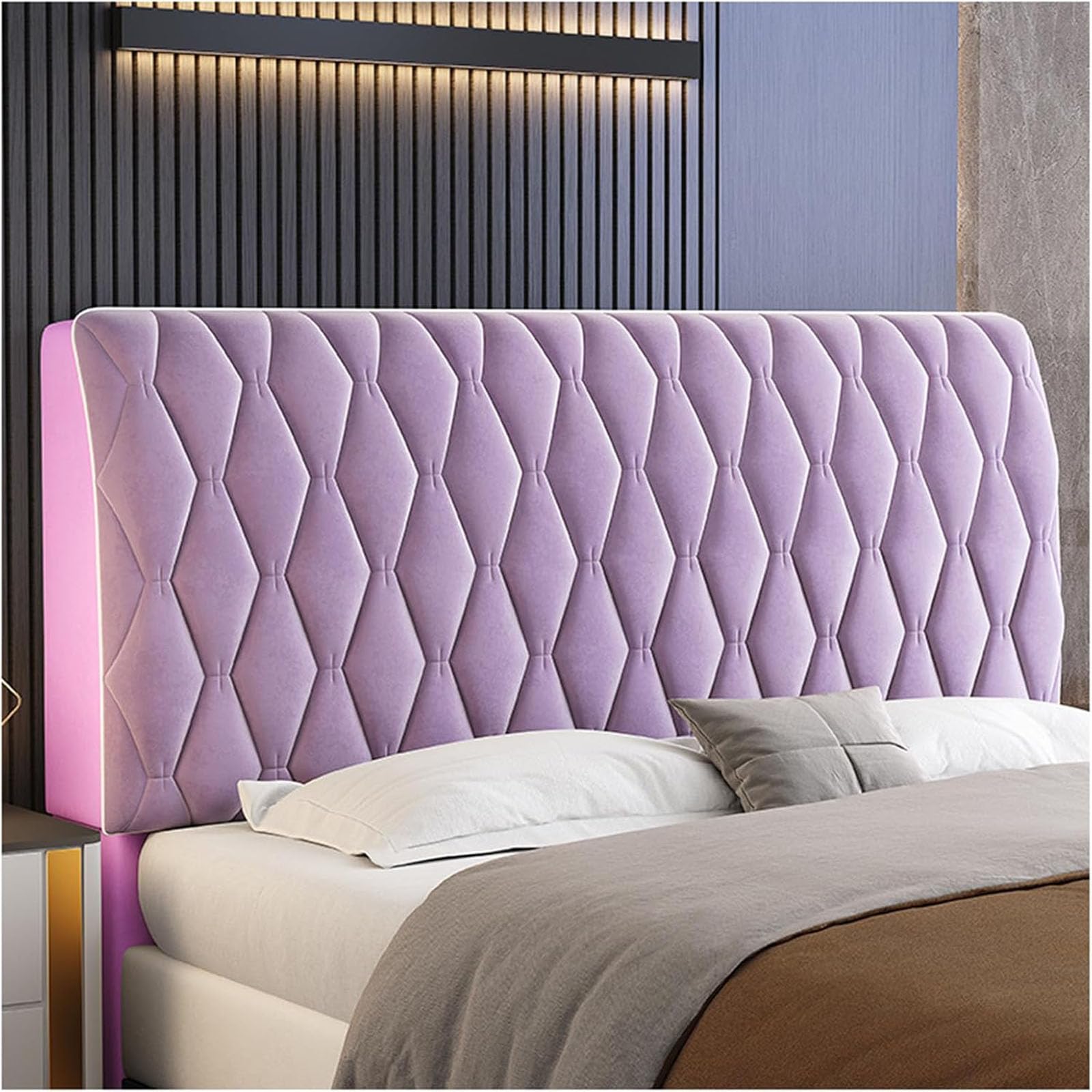 Headboard Slipcover, Full Dustproof Headboard Protector, Head Board Cover for Single/Double/King/Super King Size Bed, Washable(Size:200cm,Color:Purple)