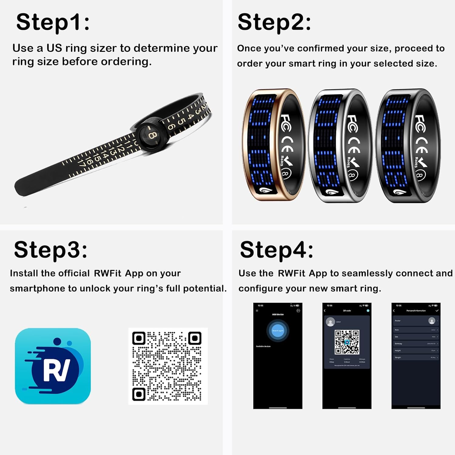 Yihou Smart Ring for Women Men Health Ring Fitness Tracker with Sleep Monitor Heart Rate Monitor Distance Screen Display for Android iOS Black 13 - Image 2