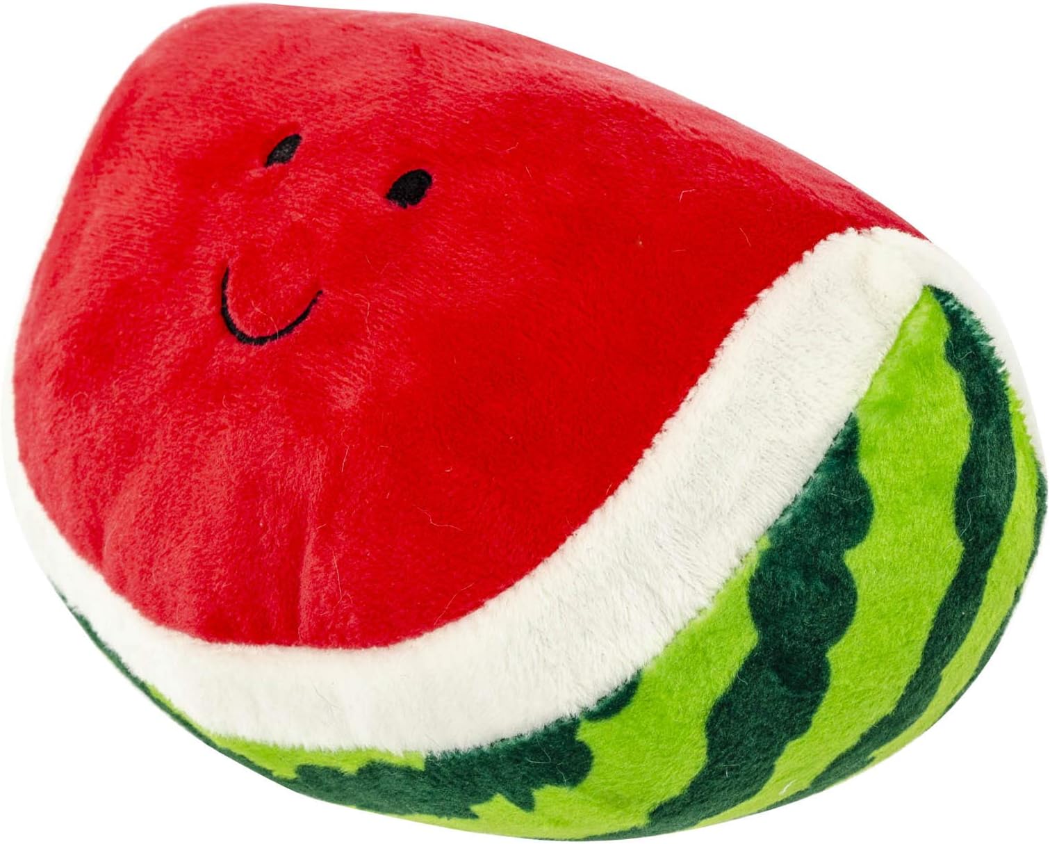 Giftable World Pet 7 Inch Plush Pet Toy Smiling Watermelon with Squeaker Dog Chew Toy