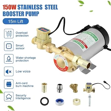 Mini Power Small Pump 150W Water Pressure Booster Pump Automatic Flow Switch Gas Water Heater Pipes Solar Water Heater Pressurization Booster Pumps (Voltage : 220V)