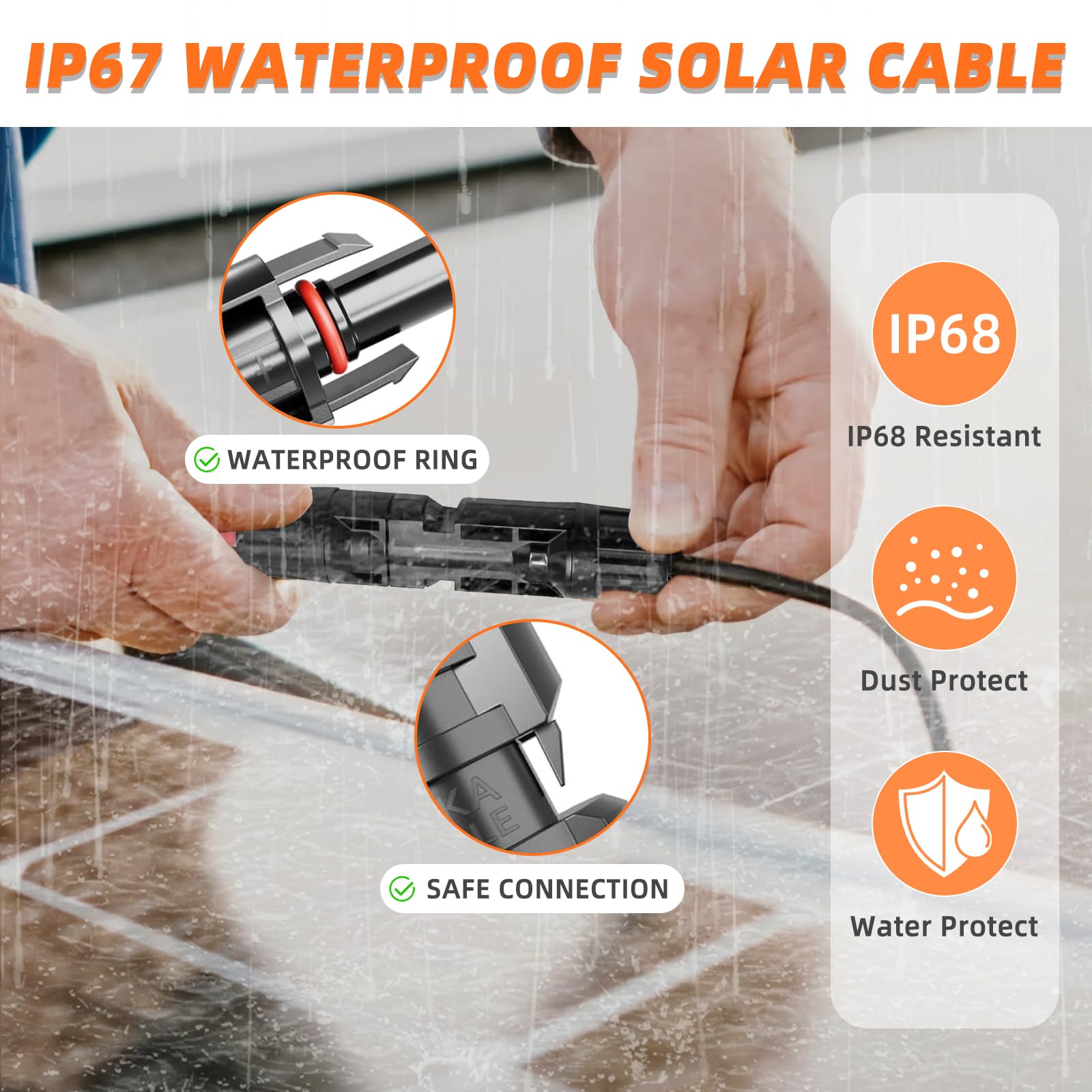 Cavo Solare a Y 4/1 Adattatore 6mm², Connettore a Y PV4 / Modello a T IP68 1500V, (M/FFFF, F/MMMM), Per Sistema & Pannello Solare, Sistema Fotovoltaico, Cavo PV (60cm)