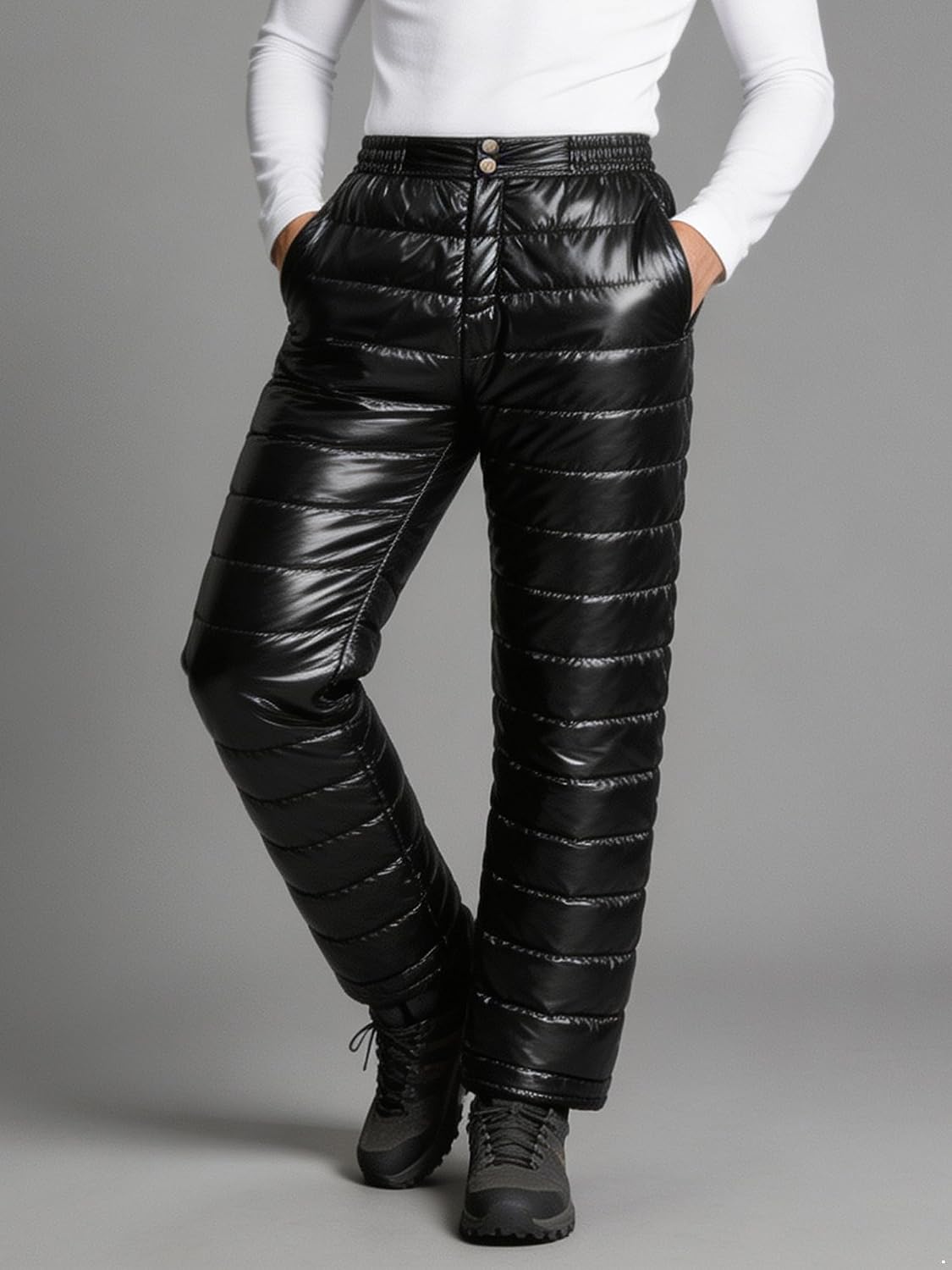 CHICTRY Warm Nappy Trousers Puffer Quilted Pants for Men
