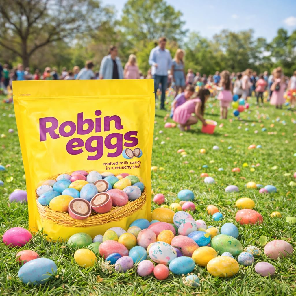 Robin Eggs Malted Milk Chocolate Candy 43 oz Big Bulk Bag | Pastel Speckled Chocolate Eggs with Crunchy Shell | Easter Egg Hunt Basket Stuffer Filler Spring Party Favor Treat Gift Pack