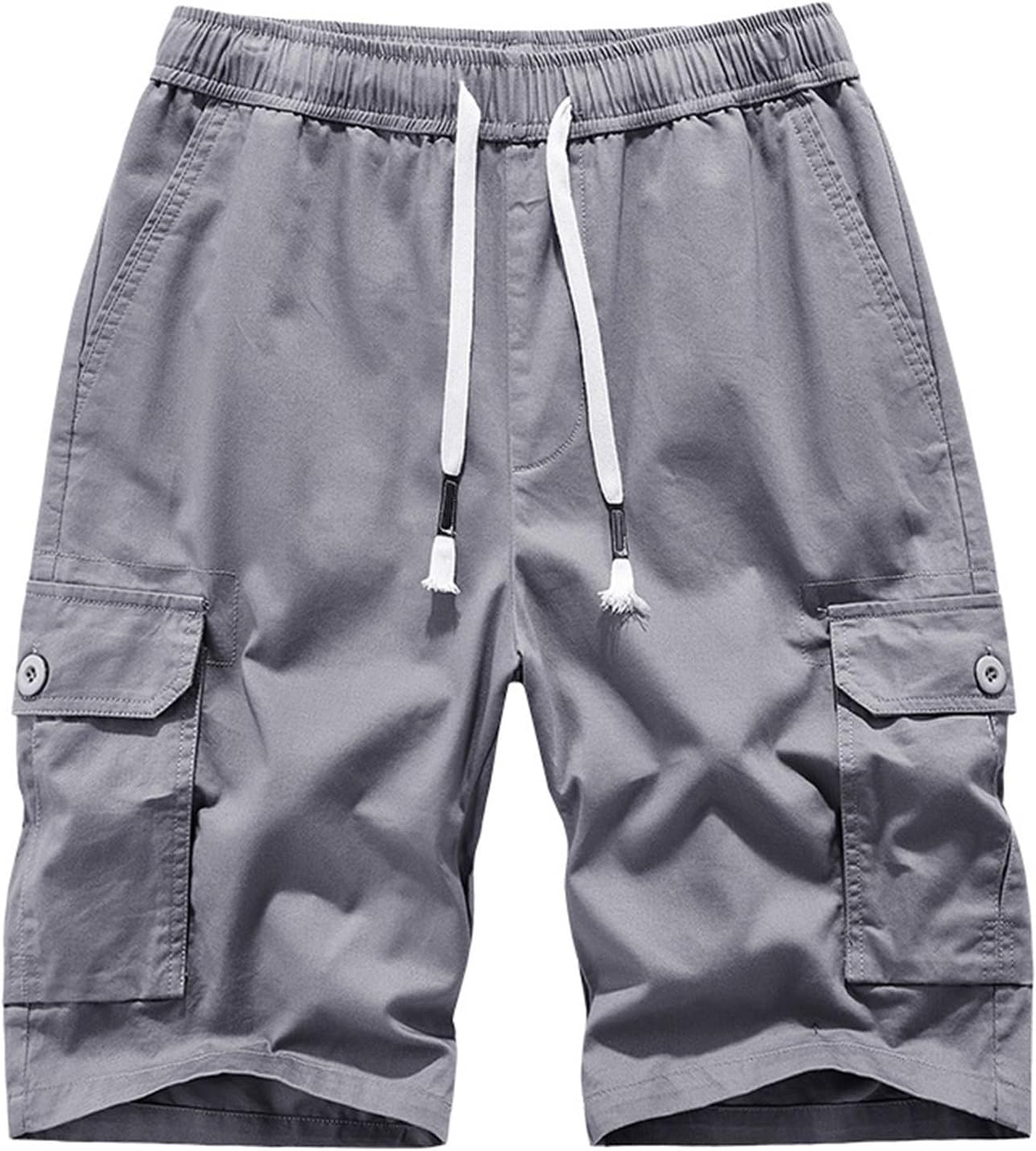 Ymosrh Mens Casual Shorts Elastic Waist Drawstring Lightweight Summer Cargo Work Shorts with Multi Pockets S-3XL