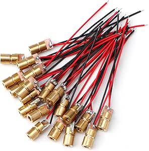 MakerFocus 20pcs 5V 650nm 5mW Red Dot Laser Head Red Laser Diode Laser Tube with Leads Head Outer Diameter 6mm