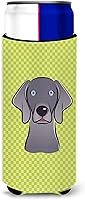 Vista 677 de Caroline's Treasures BB1293LITERK Tablero de ajedrez verde lima Weimaraner Botella de vino Hugger Funda Enfriadora Abrazador Lavable a Máquina