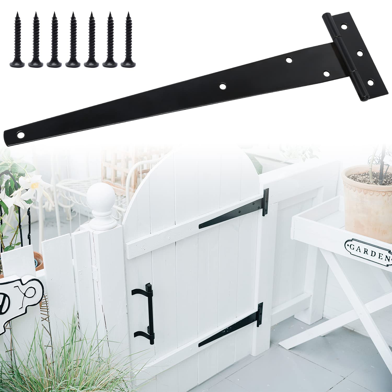 2 STK T-Scharniere Schwarz 300mm - Schwerlast Scharniere Für Türen & Tore