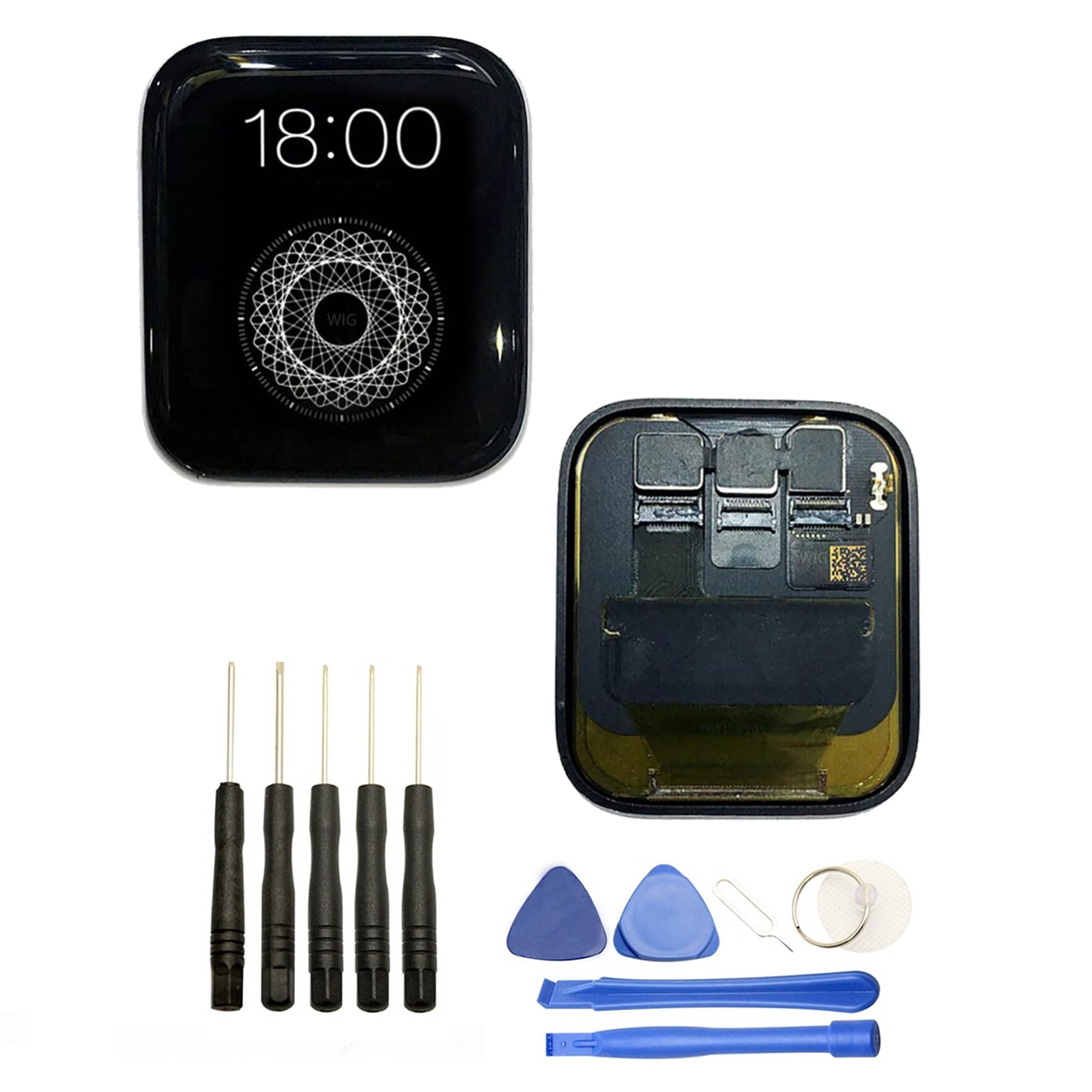 Visiodirect® Ecran Complet: Vitre Tactile + Ecran LCD Compatible avec Apple Watch Serie 5 Taille 40mm Noir + Kit Outils