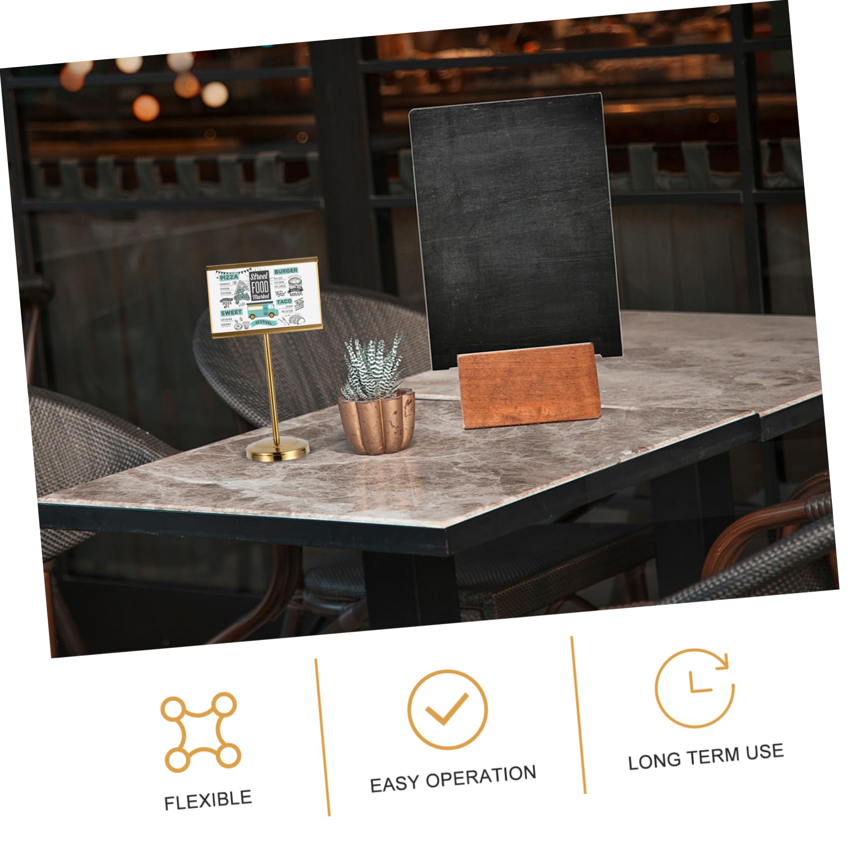 NAMOARLY 1pc Business Card Holder Table Picture Easel Table Number Holders Message Card Holder Buffet Stand Holder Restaurant Table Sign Holder Picture Holder Golden Stainless Steel