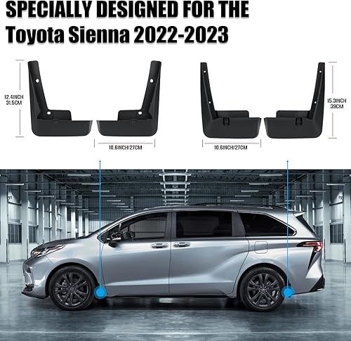 Miniatura 5 de Aletas de barro compatibles con Toyota Sienna 2022 2023, protectores contra salpicaduras, protector de neumáticos, sin necesidad de perforación,