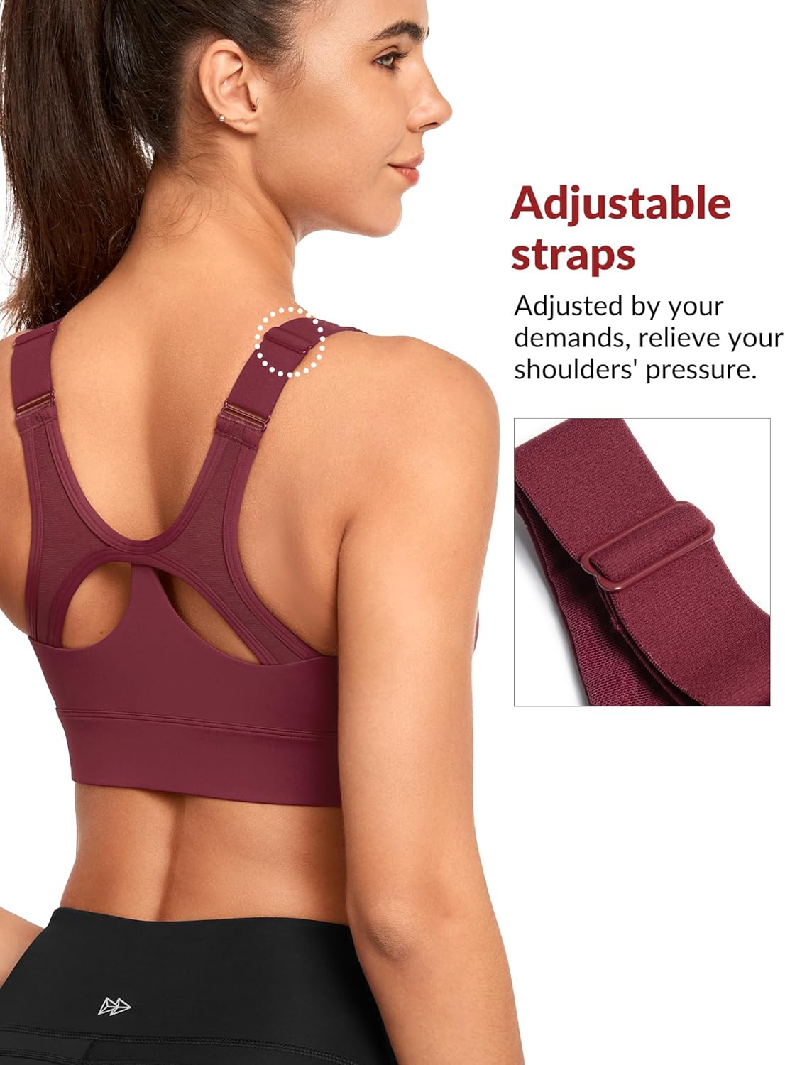 Yvette Adjustable Sports Bras for Women High Impact Front Zip Mesh Supportive Bras for Large Bust Plus Size - Image 3