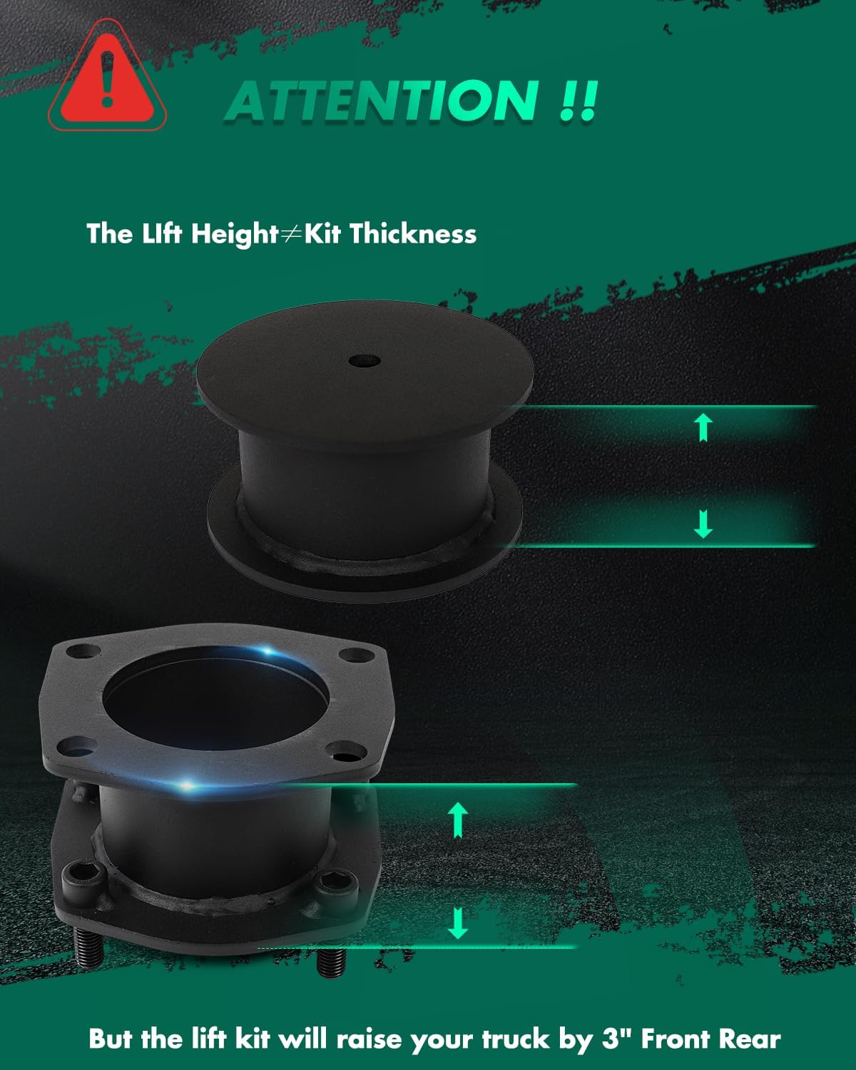 3" Front and 3" Rear Leveling Lift Kits Fit for Jeep 4Pcs Leveling Kits