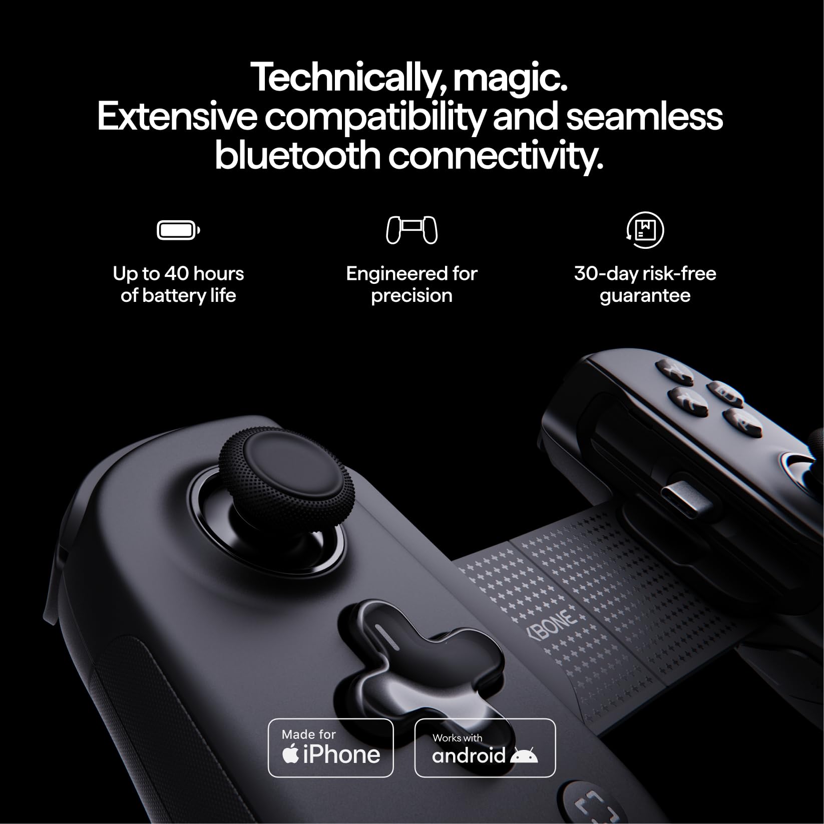 BACKBONE Pro kontroler do gier dla iPhone'a 15/16/17 i Androida, kontroler USB-C/Bluetooth, Stream Xbox, Play Call of Duty, PlayStation przez iOS Remote Play