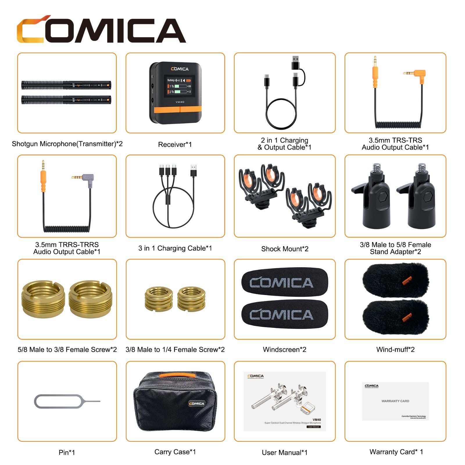 Amazon.com: COMICA VM40 Micrófono de escopeta combo, micrófono