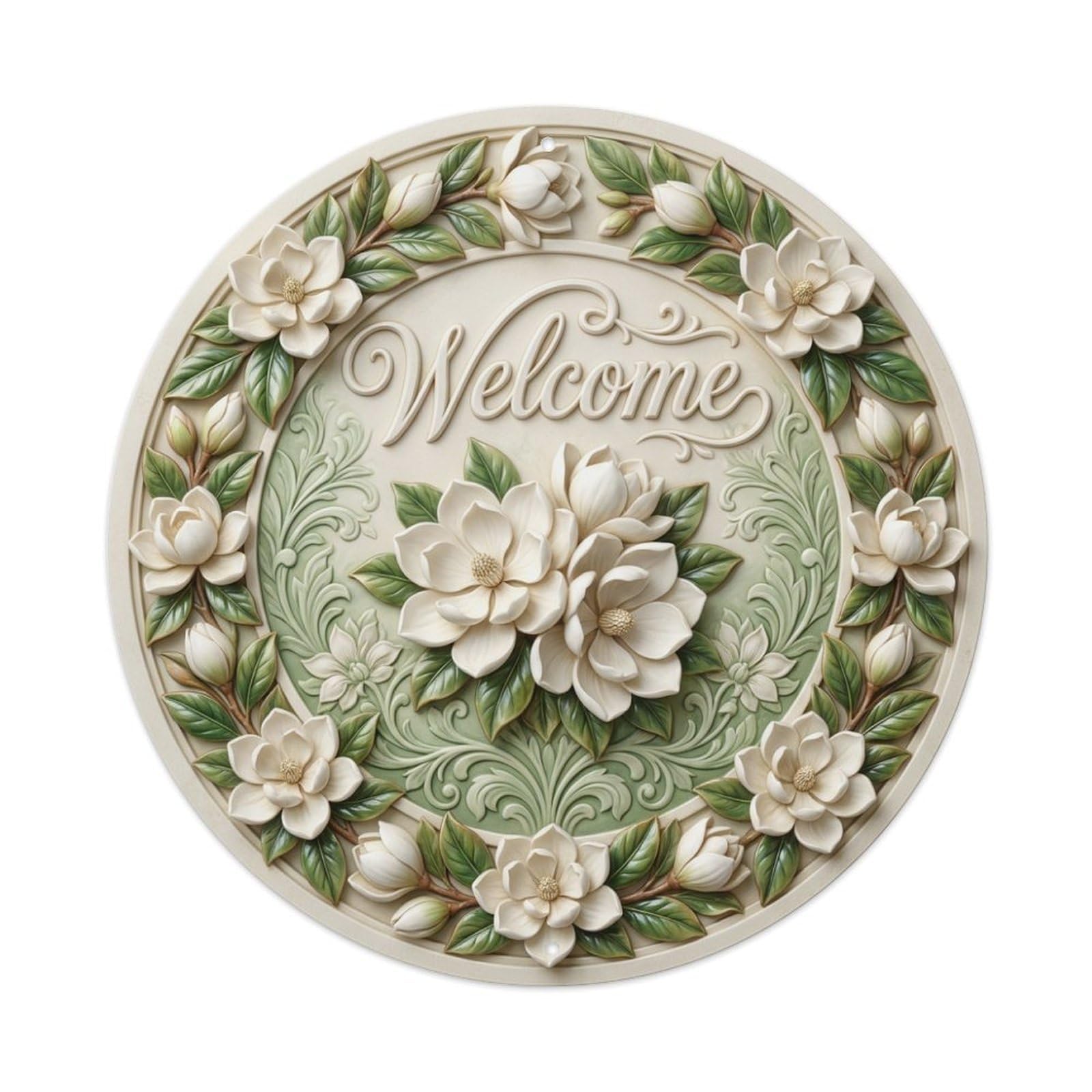 Tgrcjimh Style Metal Tin Sign Magnolia Bloom Welcome Southern Charm