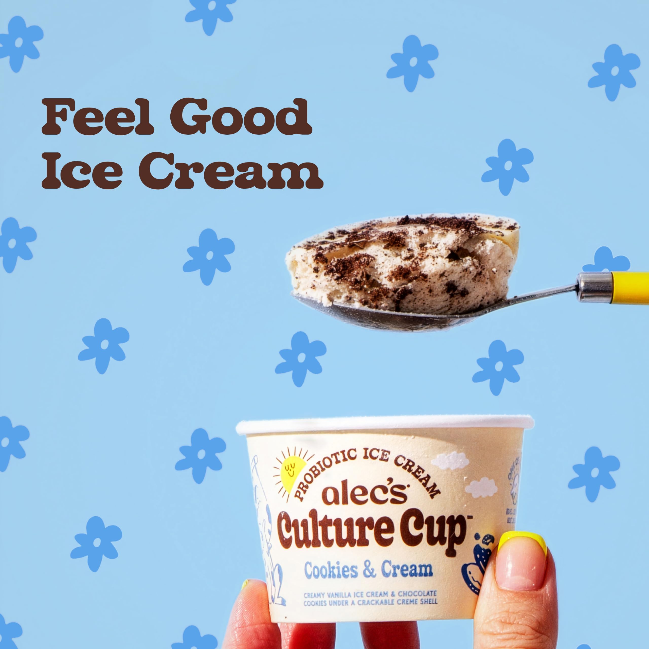 ECLUGE クリーム 100g Alec's Culture Cup Cookies and Cream Probiotic Ice Cream, 4 Count