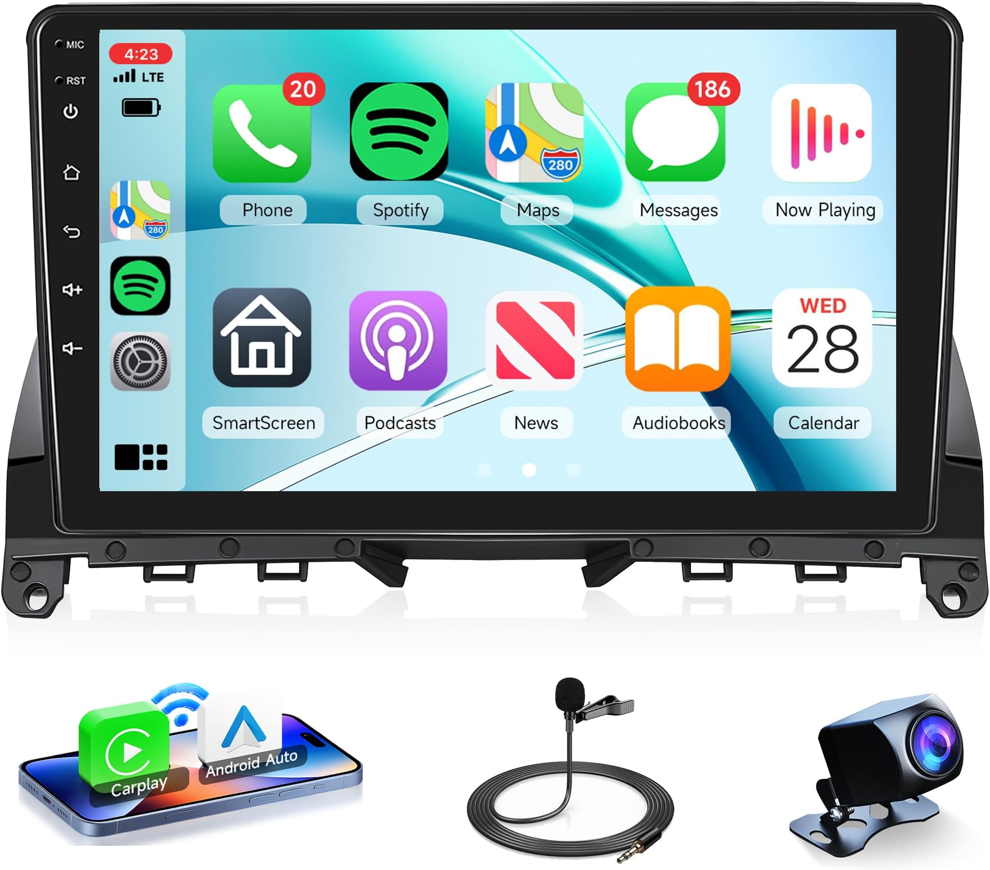 4Core 2G+64G Rimoody Android 13 Car Stereo Radio for Mercedes Benz C-Class C180 C200 C230 C250 C300 C350 W204 S204 2006-2011, 9'' Touchscreen Carplay Android auto Mirror Link GPS WiFi BT/FM/RDS