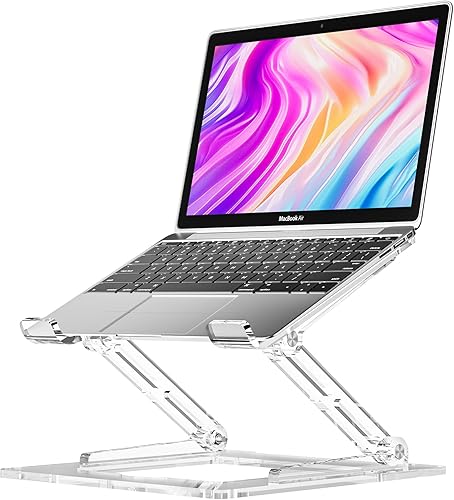 Soporte para laptop para escritorio, elevador portátil de acrílico para laptop, soporte ergonómico ajustable para computadora portátil MacBook Air
