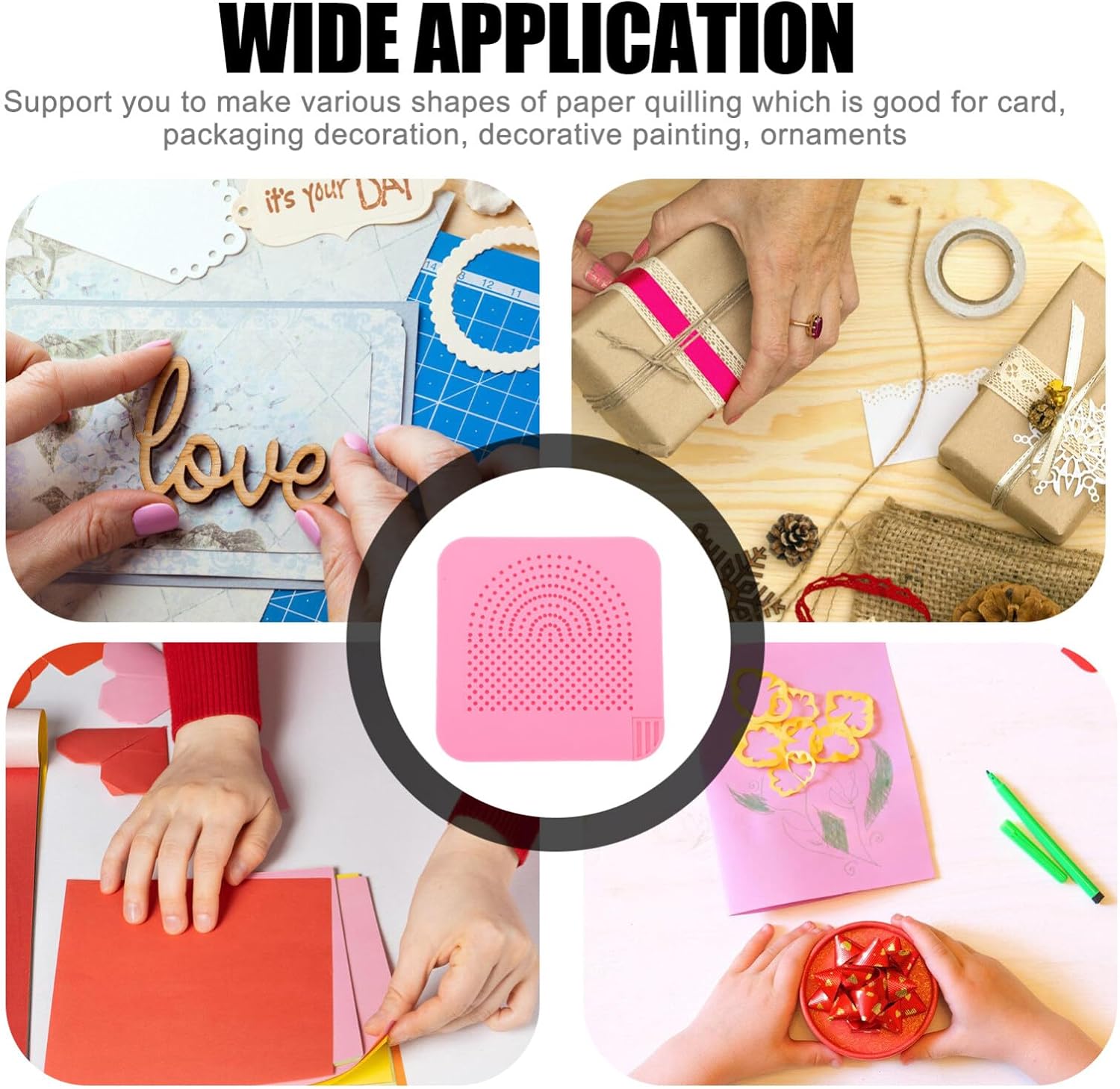 DOITOOL Quilling Board with Storage Drawer 4.13X4.13X0.31 Inch Square Paper Crafting Winder Tool for DIY Paper Quilling Projects Pink