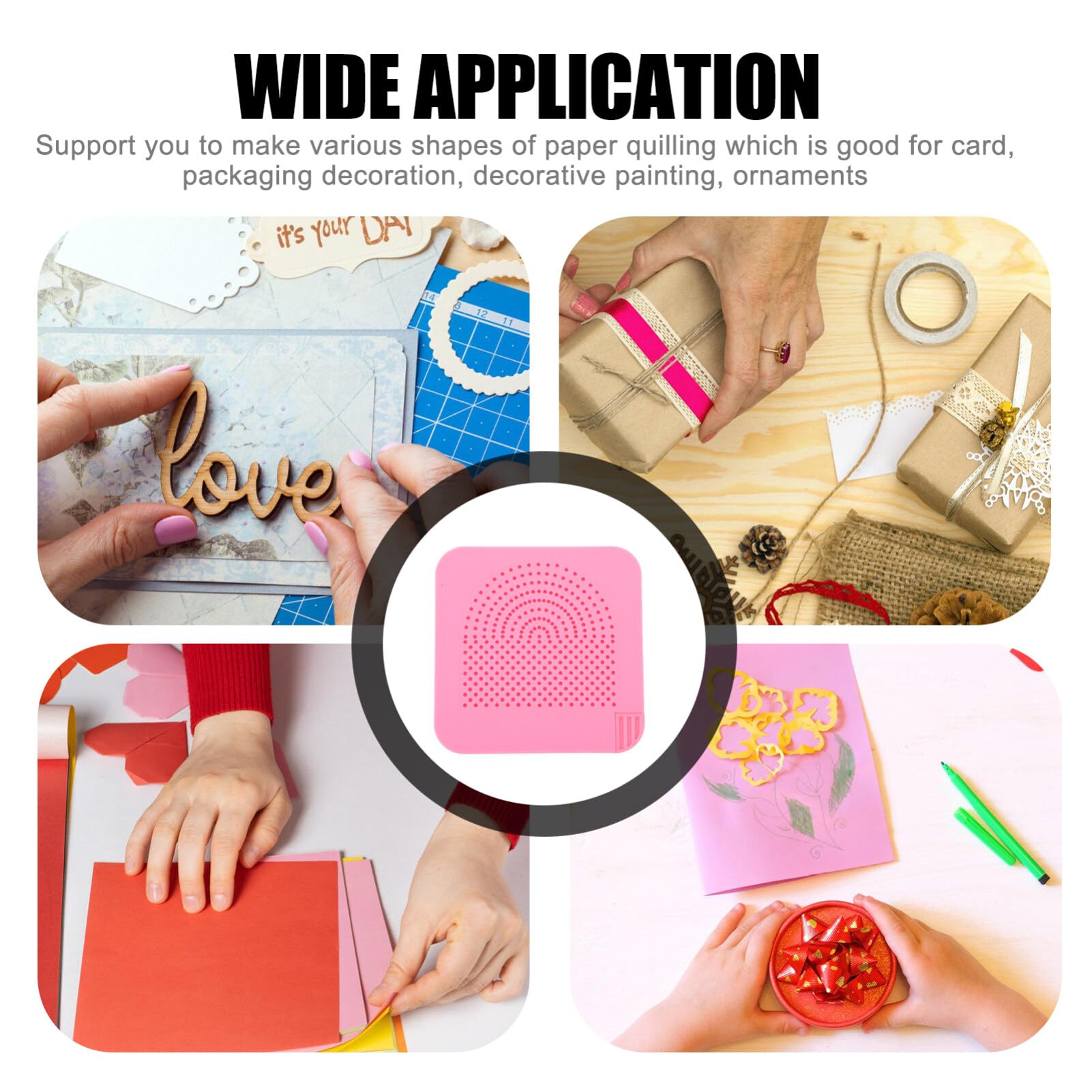 Paper Quilling Board Quilling Knitting Board Quilling Tool Quilling Grid Board Husking Board with Pins Storage Box for Paper Crafting Winder Roll Square (Pink)