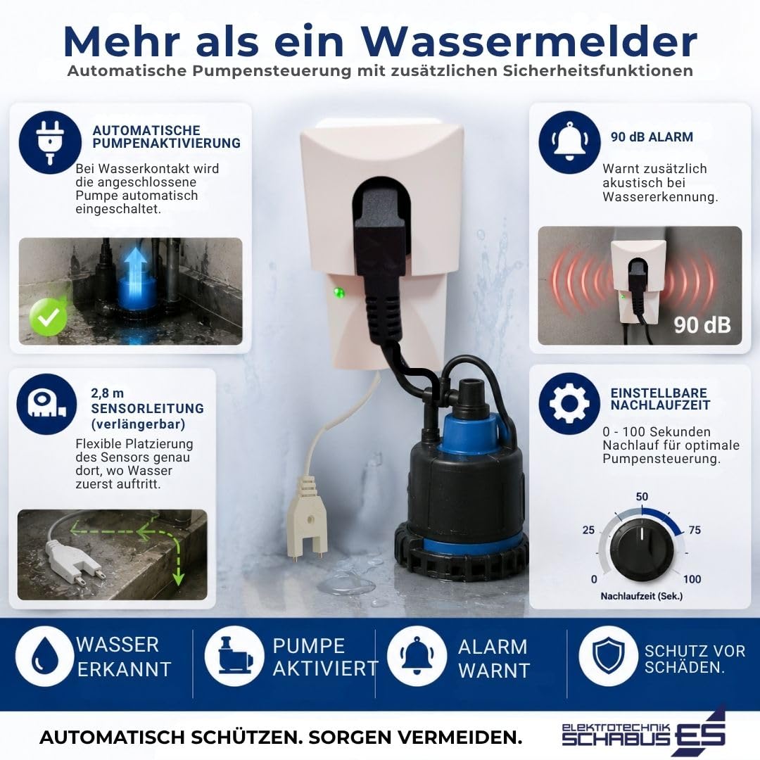 Elektrotechnik Schabus Detector de agua para el control de bomba, 1 pieza, color blanco, Sht 217 Bomba Control