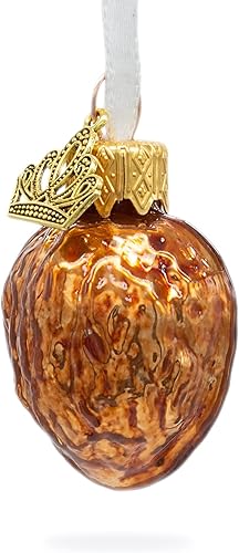 Mini adorno navideño de cristal de nogal brillante