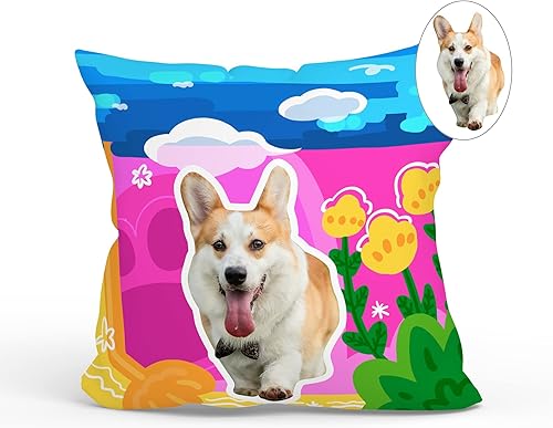 Miniatura 8 de Funda de almohada personalizada con foto de mascotas, funda de almohada personalizada para gatos y perros, funda de almohada de 20 x 20 pulgadas con