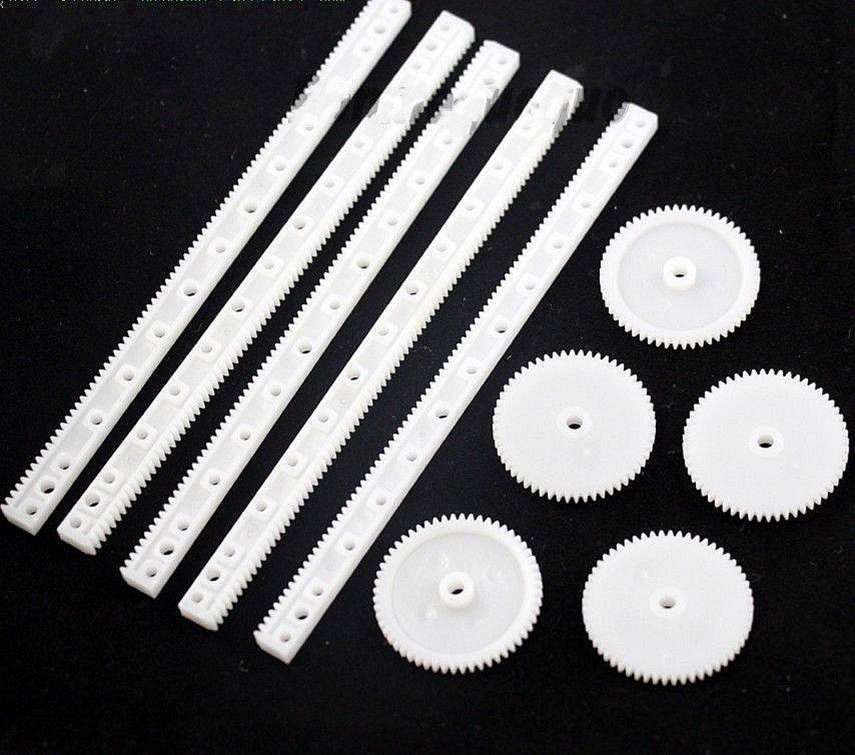 YJIUYUANQ Plastic Gear Kit,DIY Parts Accessories (5 x Gears + 5 x Rack Rod)