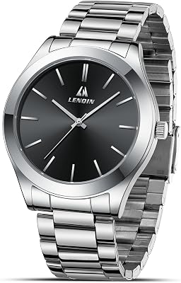 LN LENQIN Reloj Hombre Relojes De Acero Inoxidable para Hombres Relojes De Pulsera Impermeables para Hombres Reloj De Cuarzo Analógico De Diseño De Negocios De Moda