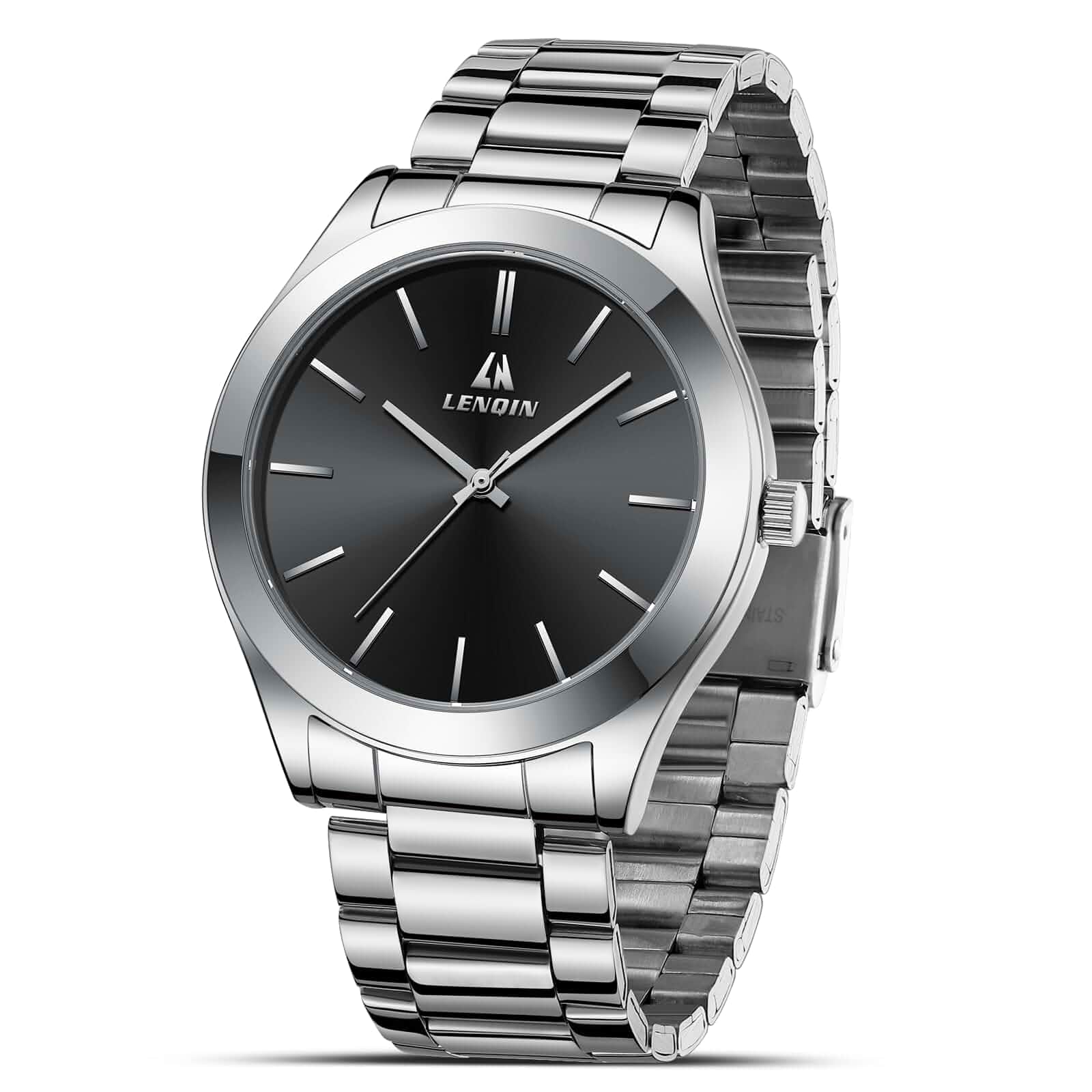 LN LENQIN Mens Watches Waterproof Stainless Steel Watch for Men Analog Quartz Watch for Men Fashion Business Designer Mens Wristwatch with Date Luminous