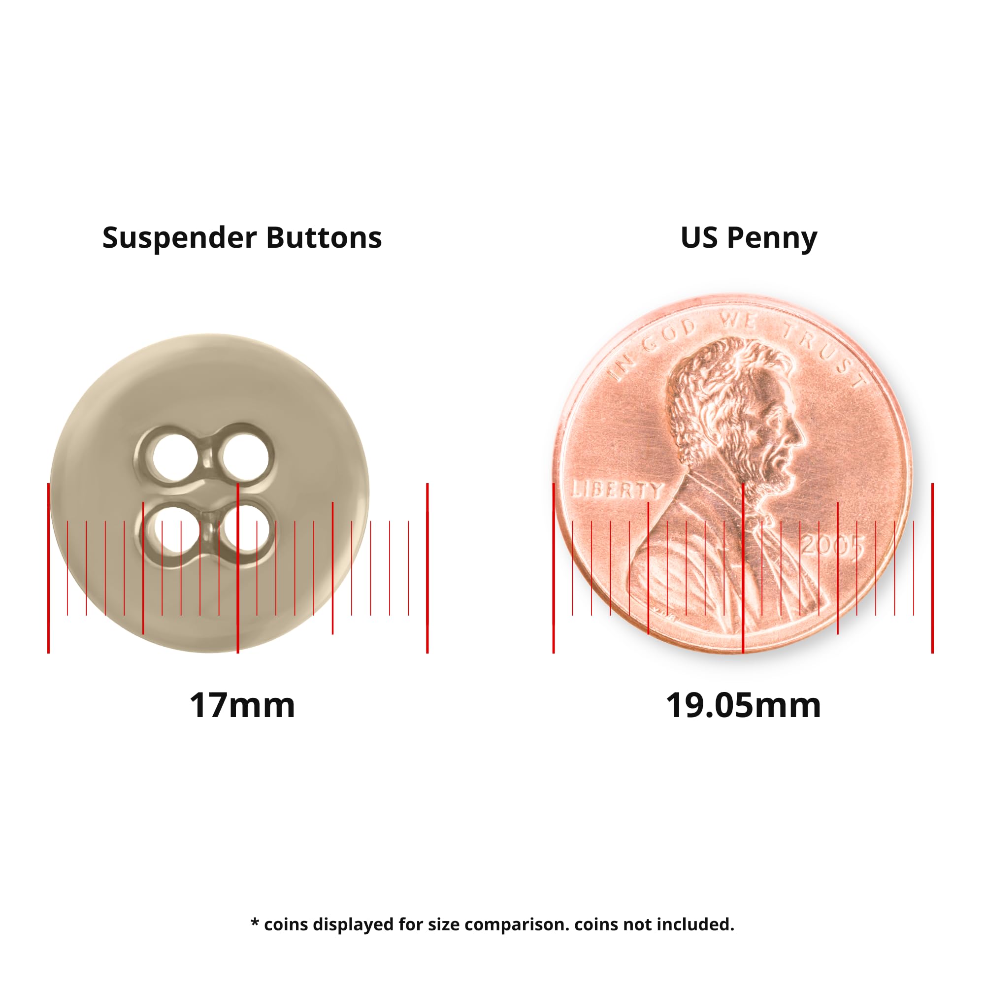 buttonmode Universal Suspender botones para pantalones, 17 mm 12 unidades