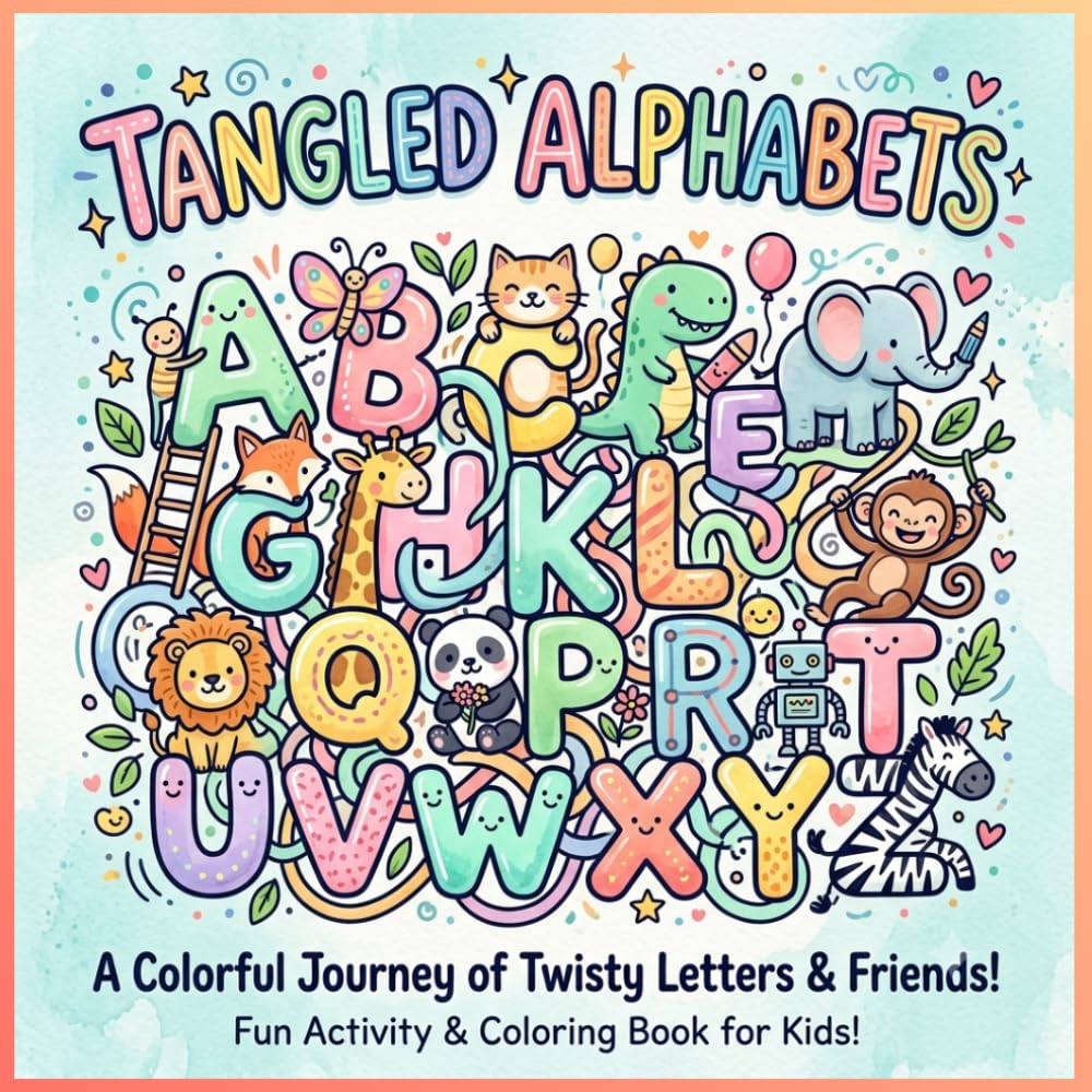 Tangled Alphabets: An Adventure of Letters, Objects, and Imagination, Explore, Learn, and Color Your Own Alphabet Adventure
