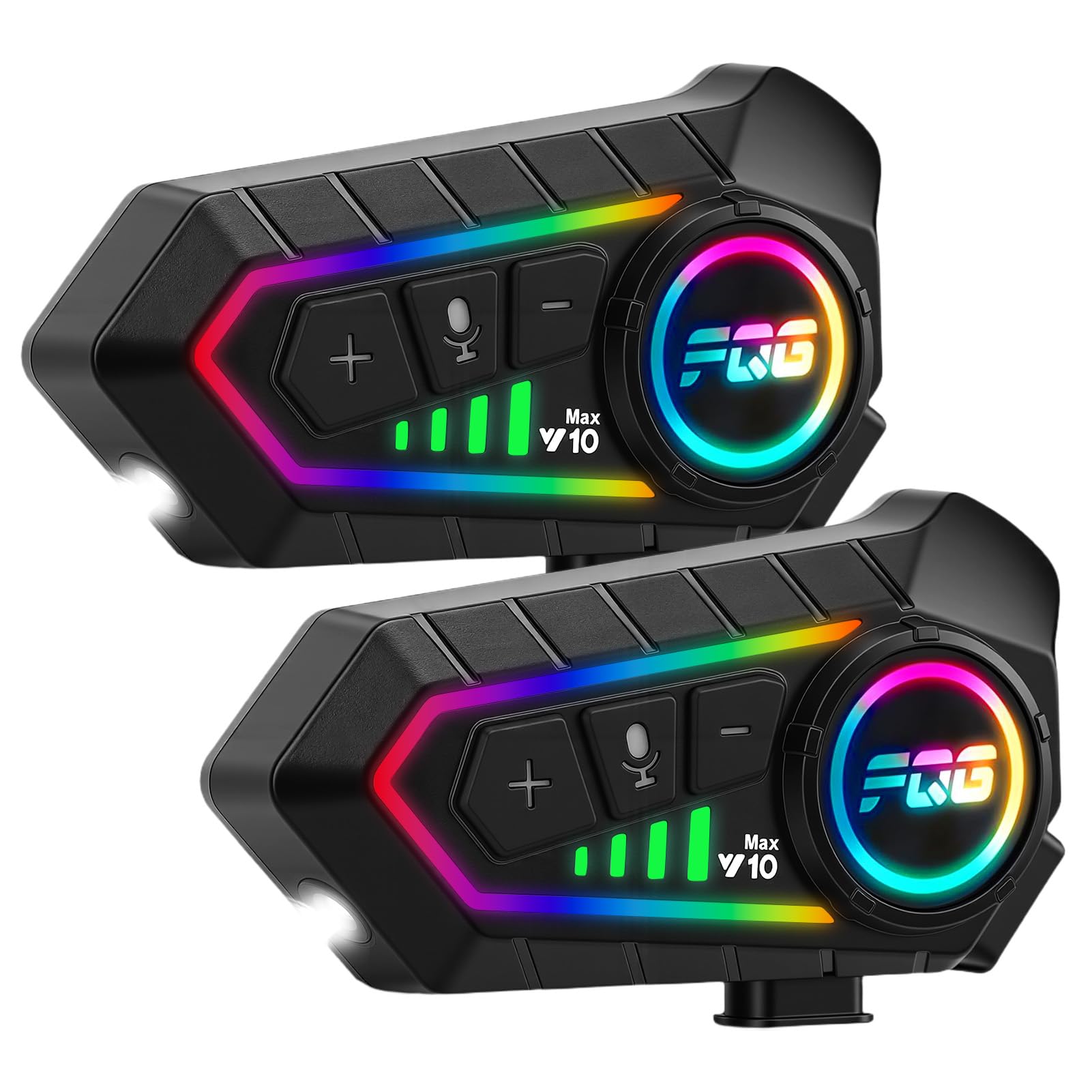 HISUEKIG 6.0 Motorcycle Helmet Speakers, Super Long Battery Life, Motorbike Helmet Bluetooth Headset with Soft/Hard Mic,IP56 Automatic Answer/Intelligent Noise/RGB LED Light — view 8