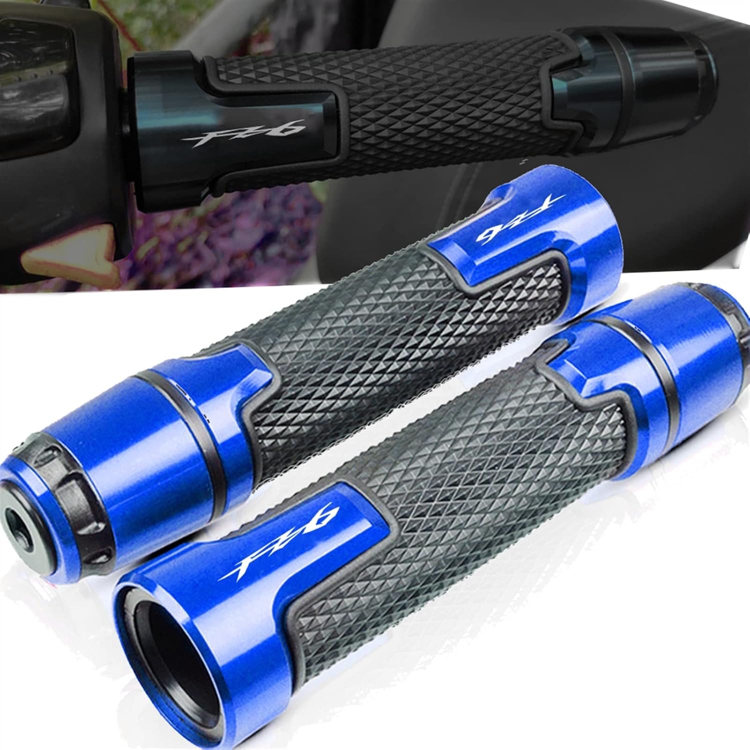 for Yamaha FZ6 FZ6R FZ6S FZ6N 600 Fazer FZ-6 1998-2017 Motorcycle Handlebar Grips 7/8" 22mm Anti Skid Rubber Grips Caps Plugs Handle Bar Ends (Color : Gold)