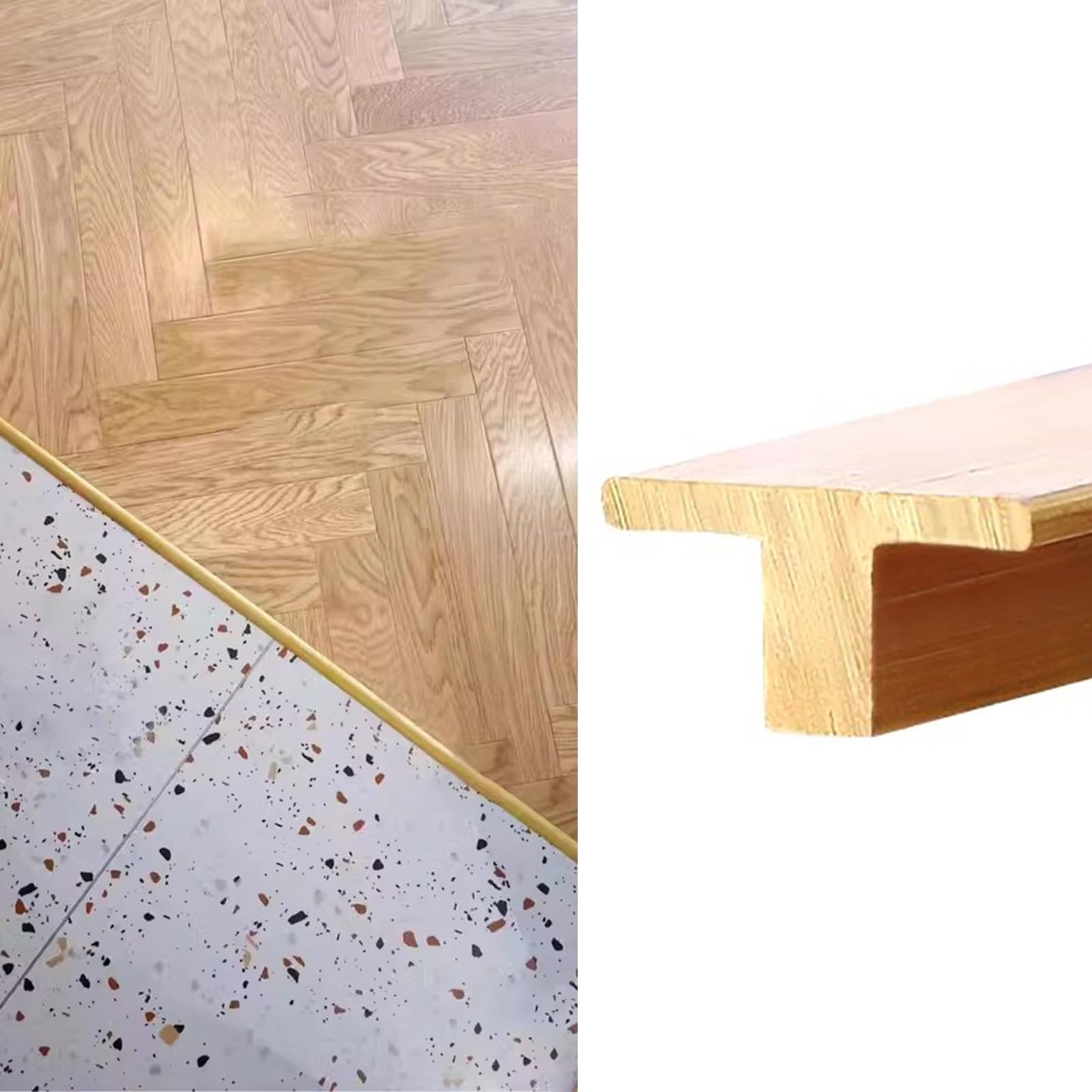 Solid Brass Threshold Strip - T Molding Transition Bar for Stair Wall, Wood to Tile Floor Edge Trim - Durable Gap Joining Solution for Home Office