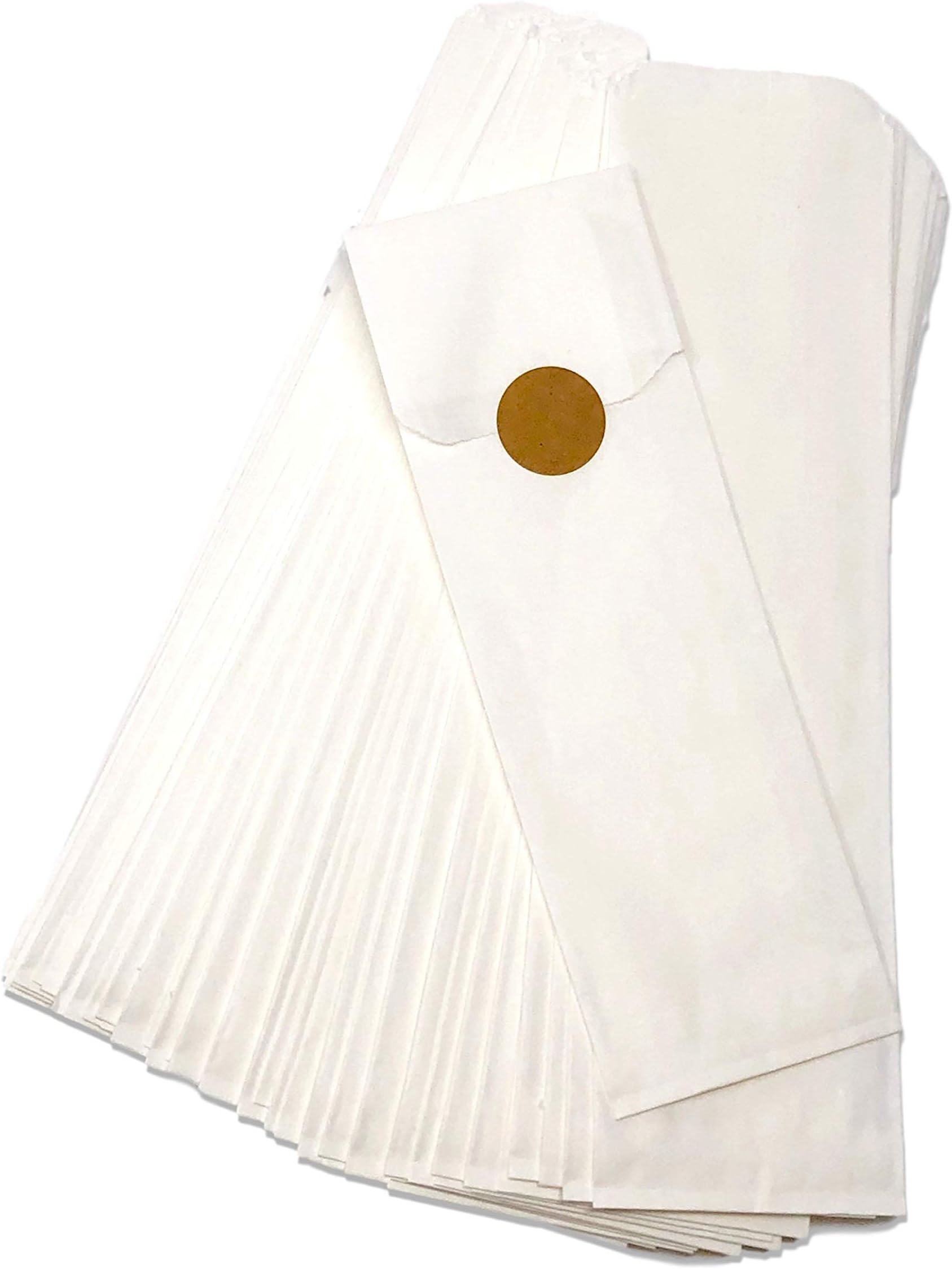 Kraft Churro Bags Plus Stickers for Sealing. 125 Bags for Pretzel Rods, Bakery Treats, or Silverware. Includes Stickers for Labeling and Sealing. Made in USA