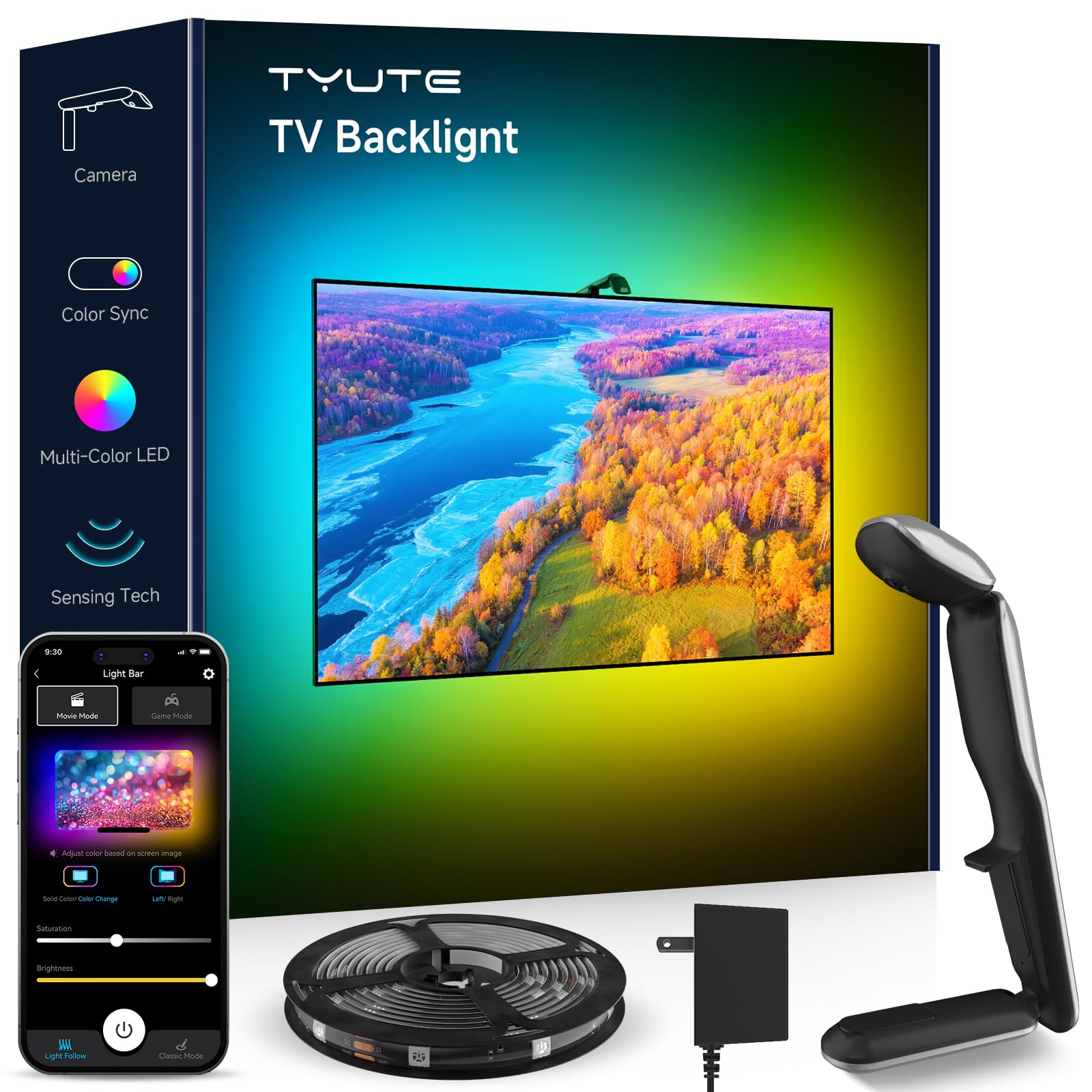 Tyute TV Backlight with Camera Sync to 45-65 Inch TVs & PC Monitors