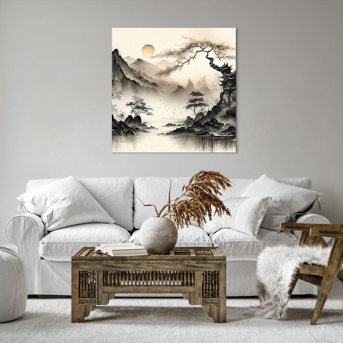 ARTTOR Dekoracja ścienna Salon Azja Japonia Widok Obraz na płótnie w ramie 70x70cm Nowoczesny Sypialnia Kuchnia Deko Sztuka na ścianę Duży Obrazy Art Foto Wall Decor Canvas AC70x70-5777