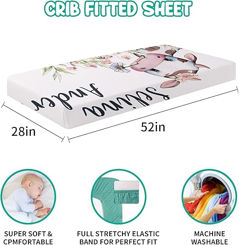 Miniatura 5 de Juego de ropa de cama personalizado para cuna 5 piezas con temática de vaca para niñas y niños con nombre personalizado, juego de manta de doble
