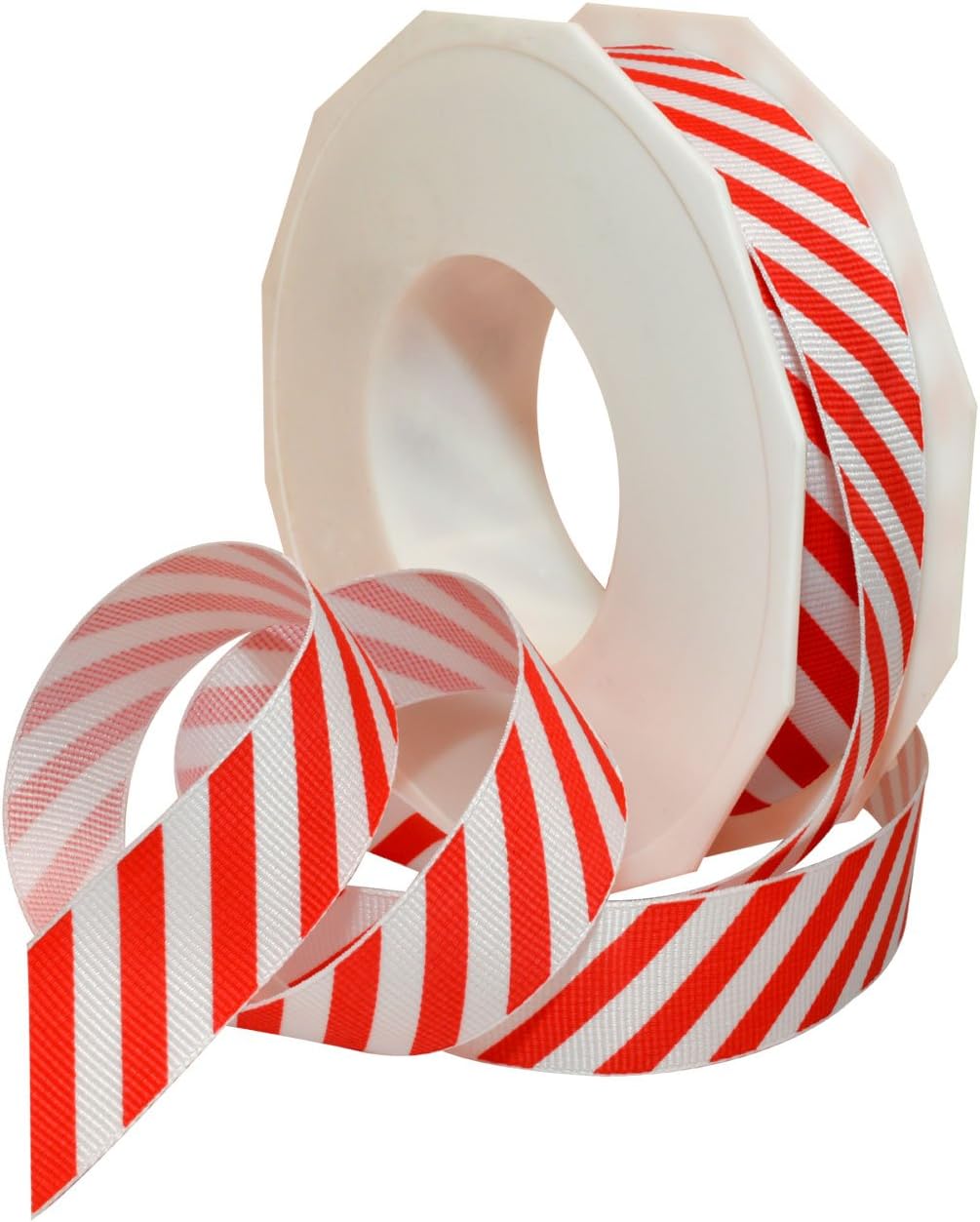 Morex Ribbon Wired Frosted Candy Cane Ribbon, 2.5 inch by 50 Yards, Red/White, 7412.60/50-609