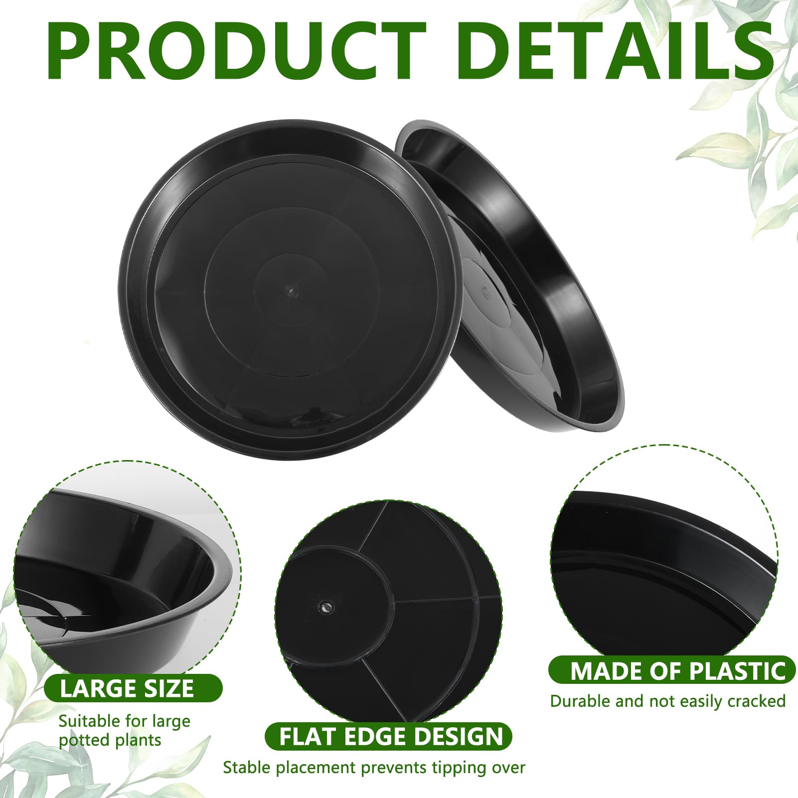 Rainmae Lot de 12 soucoupes rondes en plastique pour plantes - 35 cm - Pour intérieur et extérieur - Sans trous