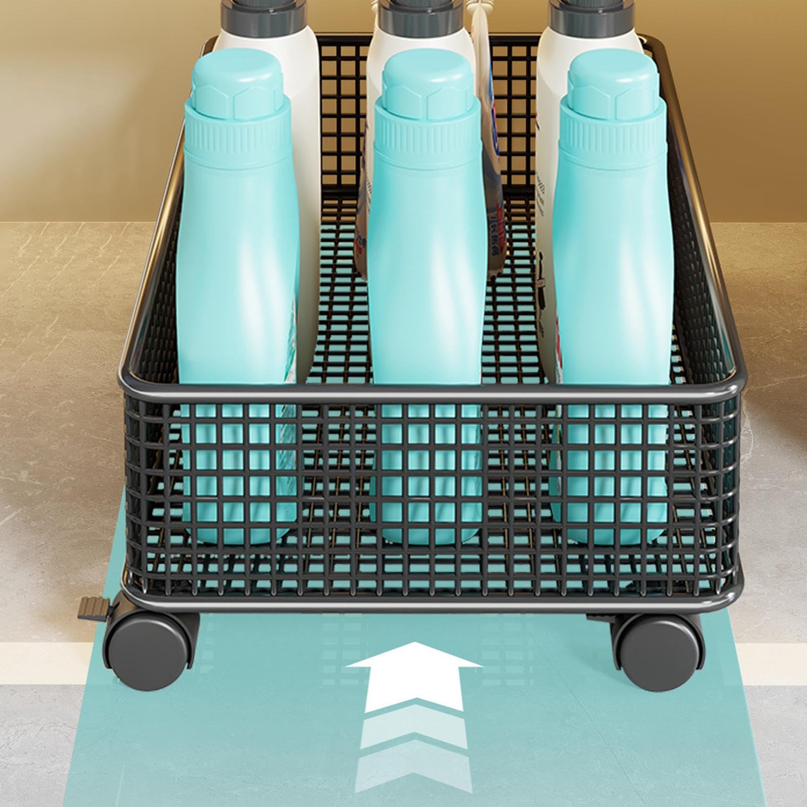 Organizzatore sotto Il Tavolo, Contenitore per Il Bagno, 1 Strato, Portatile E Versatile, con Rotelle Scorrevoli, per Cucina, Soggiorno, Casa, Nero